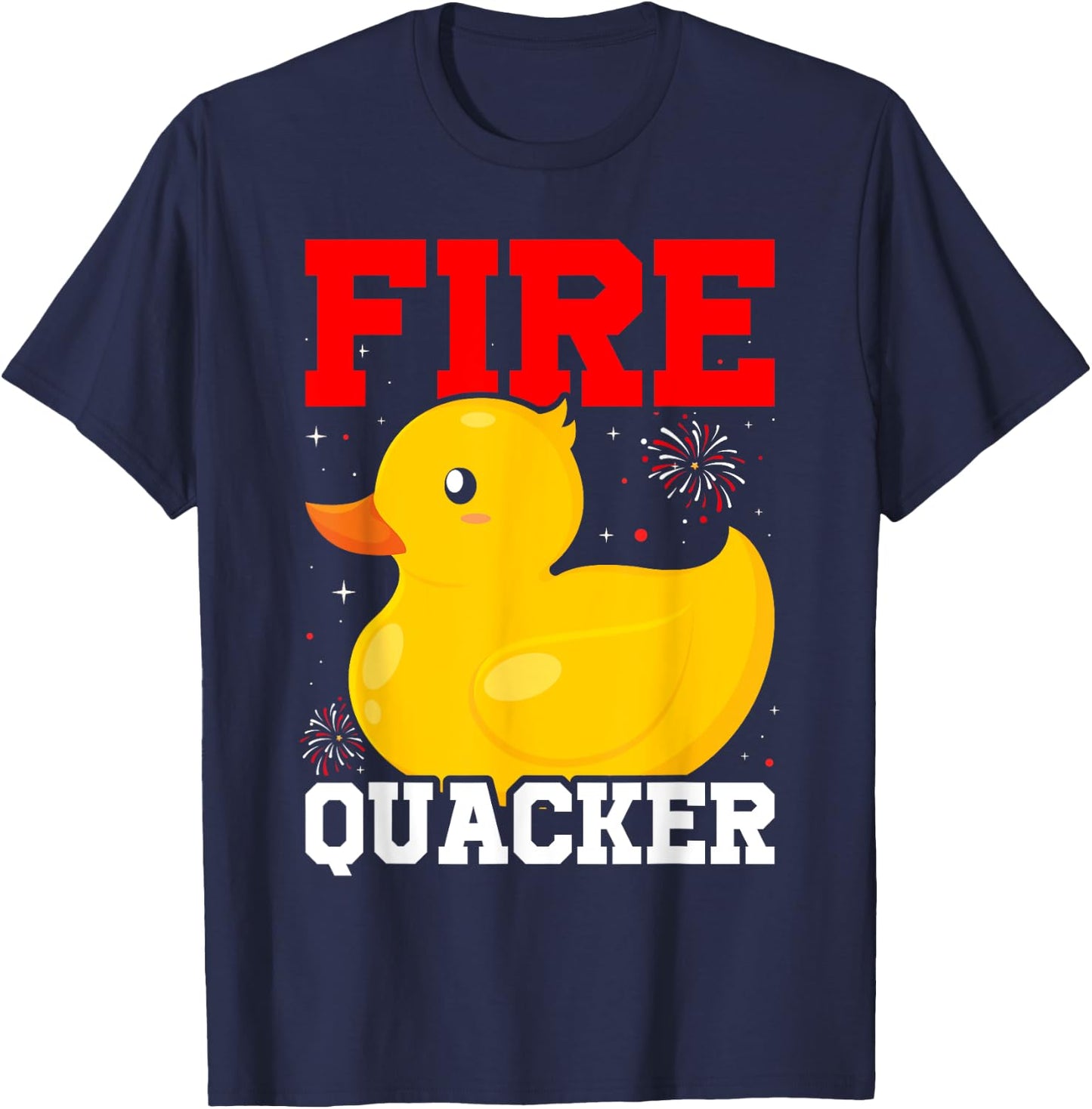 Fire Quacker Rubber Duck 4th Of July Firework T-Shirt - T-Shirt | Navy