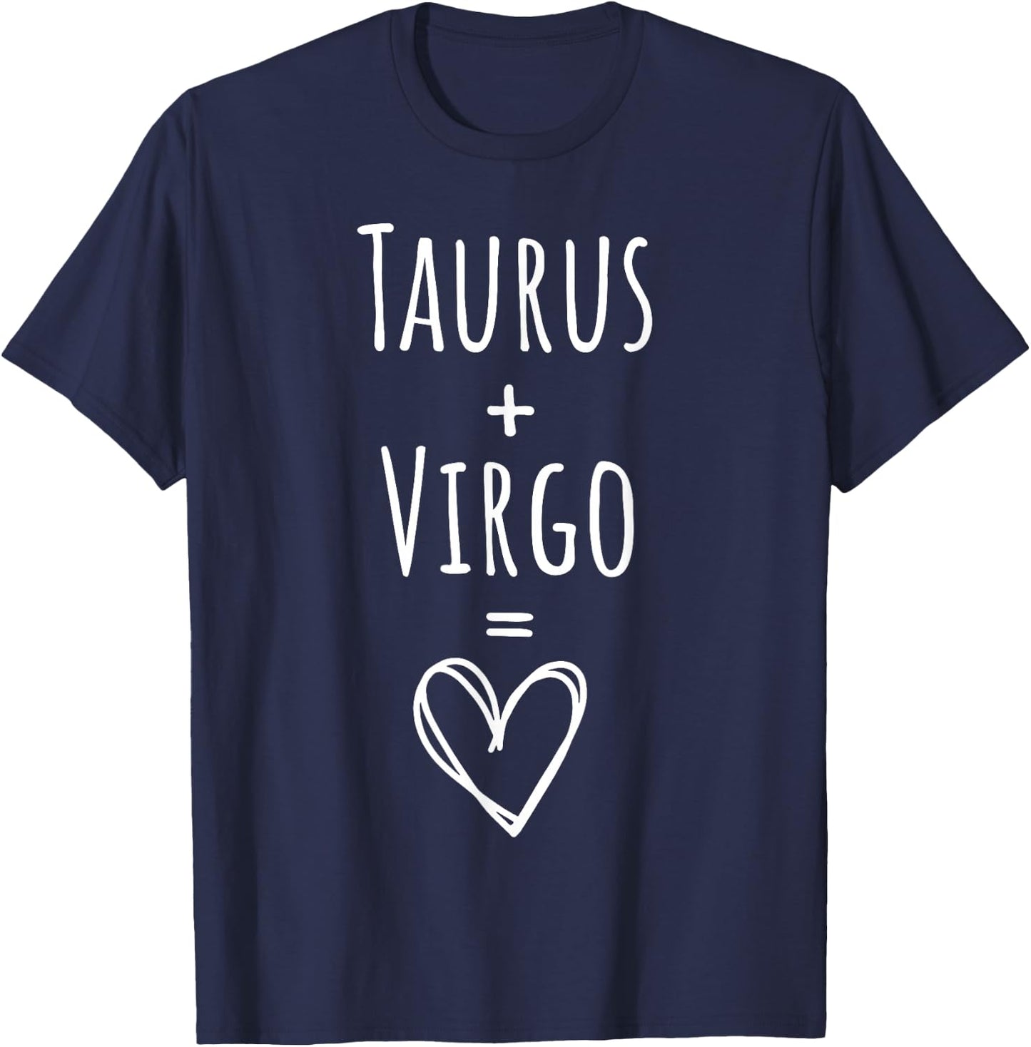 Taurus and Virgo Couple Matching Zodiac Sign T-Shirt - T-Shirt | Navy
