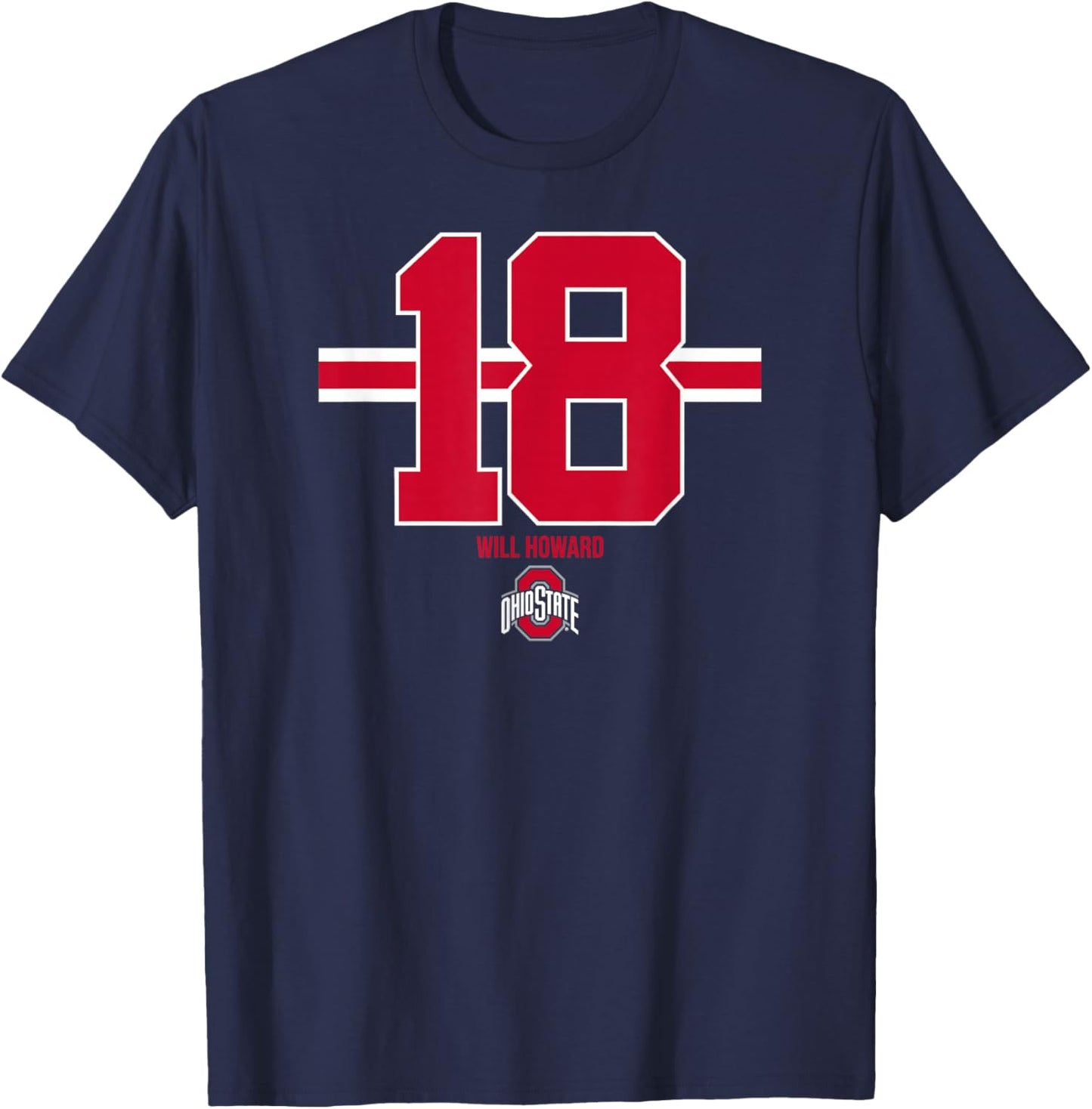 Ohio State Football: Will Howard 18 T-Shirt - T-Shirt | Navy
