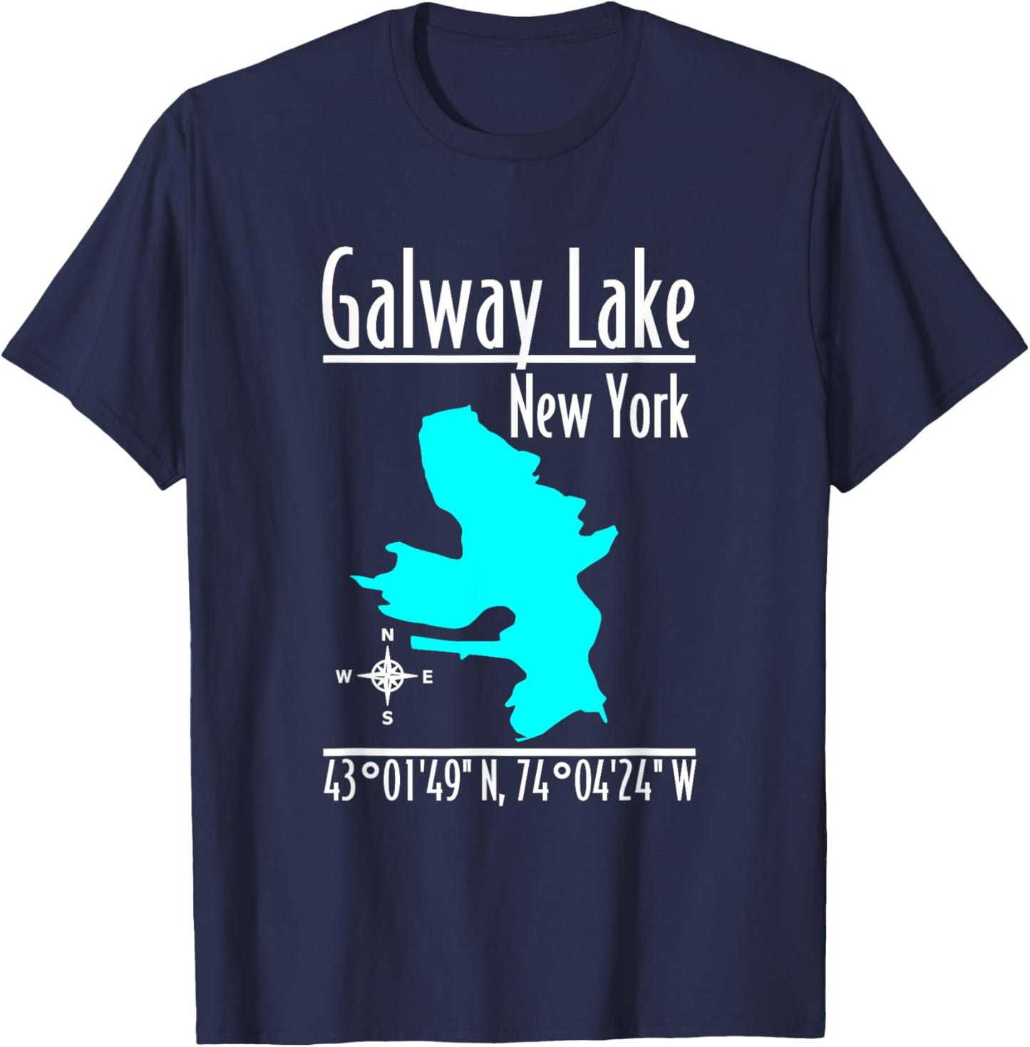 Modern Galway Lake - New York T-Shirt - T-Shirt | Navy