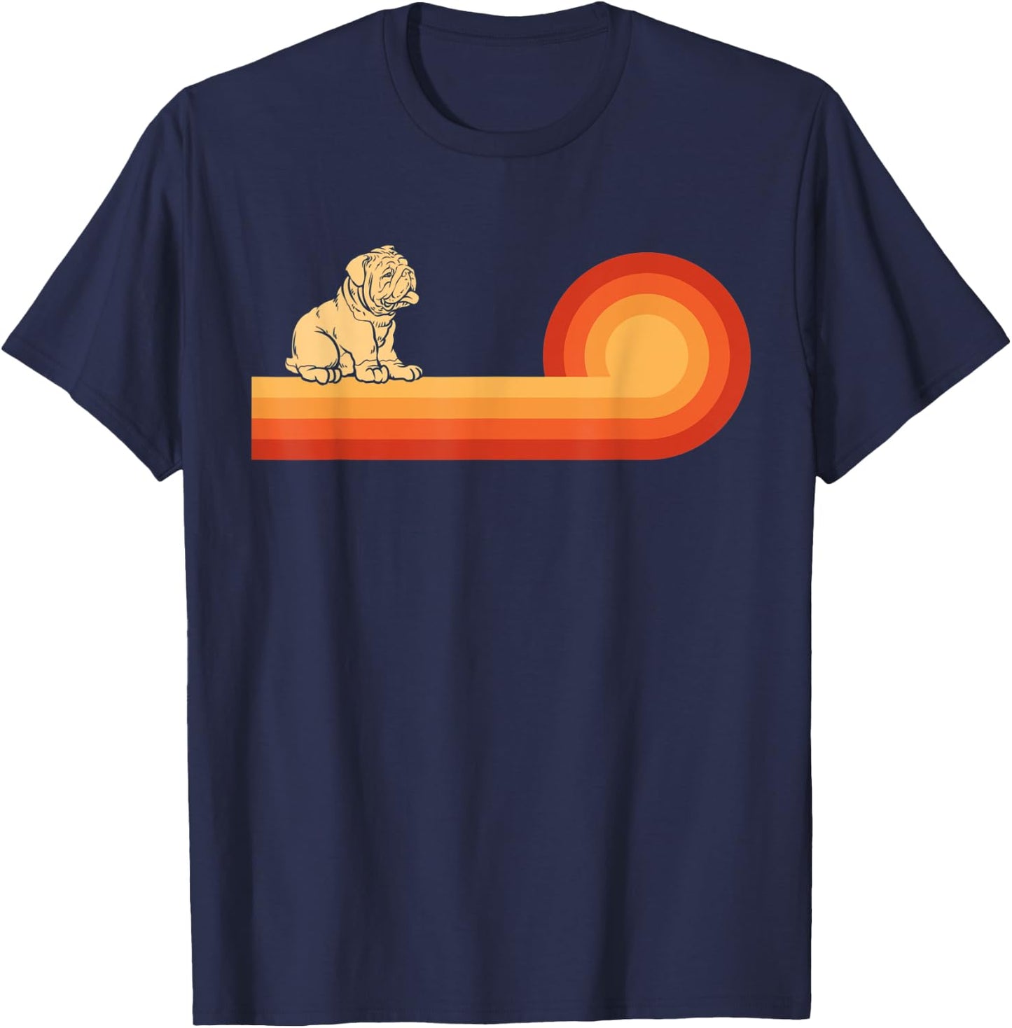 Retro English Bulldog Gifts Dog Mom Shirt Vintage Bull Dog T-Shirt - T-Shirt | Navy