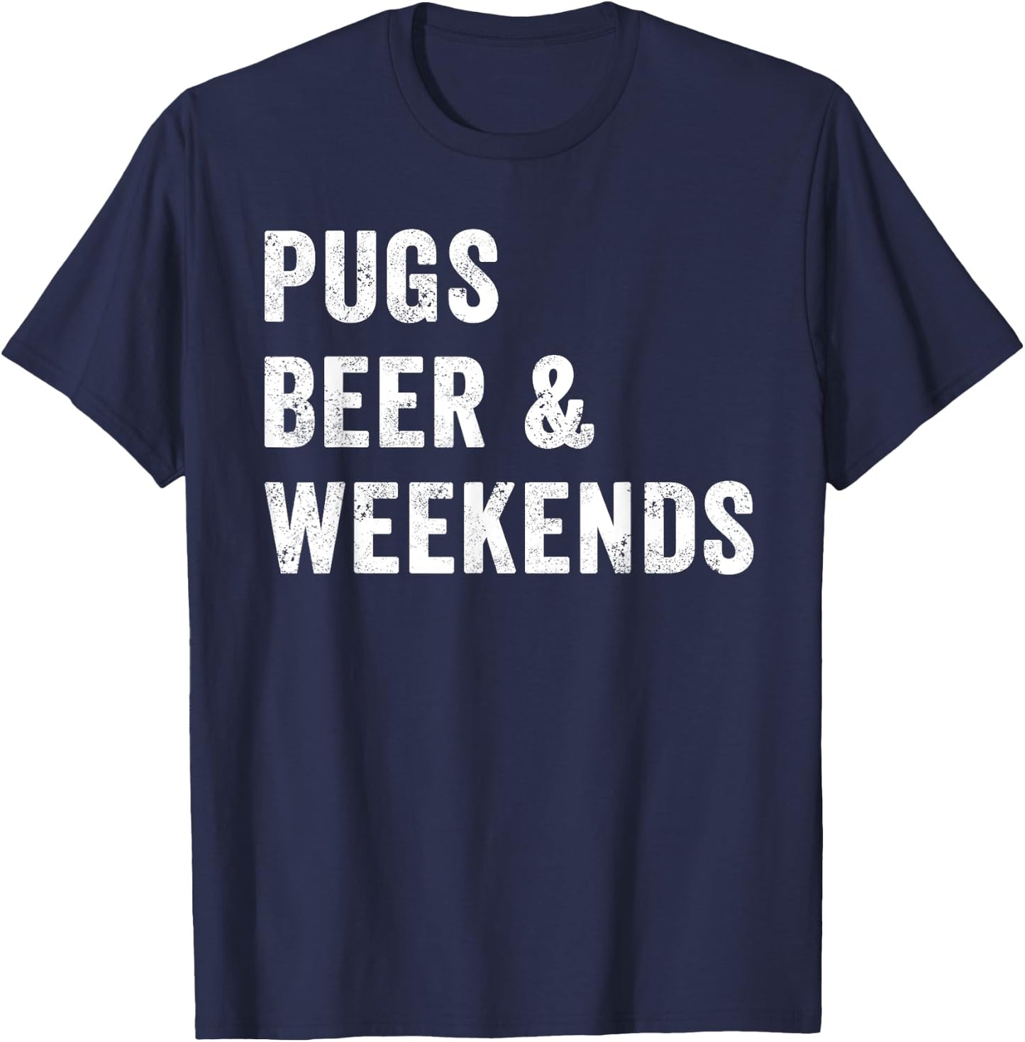 Women Pug Mom Shirt Funny Dog Mama Puppy Pugs Beer Weekends T-Shirt - T-Shirt | Navy