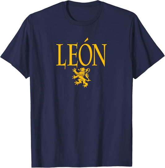 Leon Mexico Lion Amber Print T-Shirt - T-Shirt | Navy