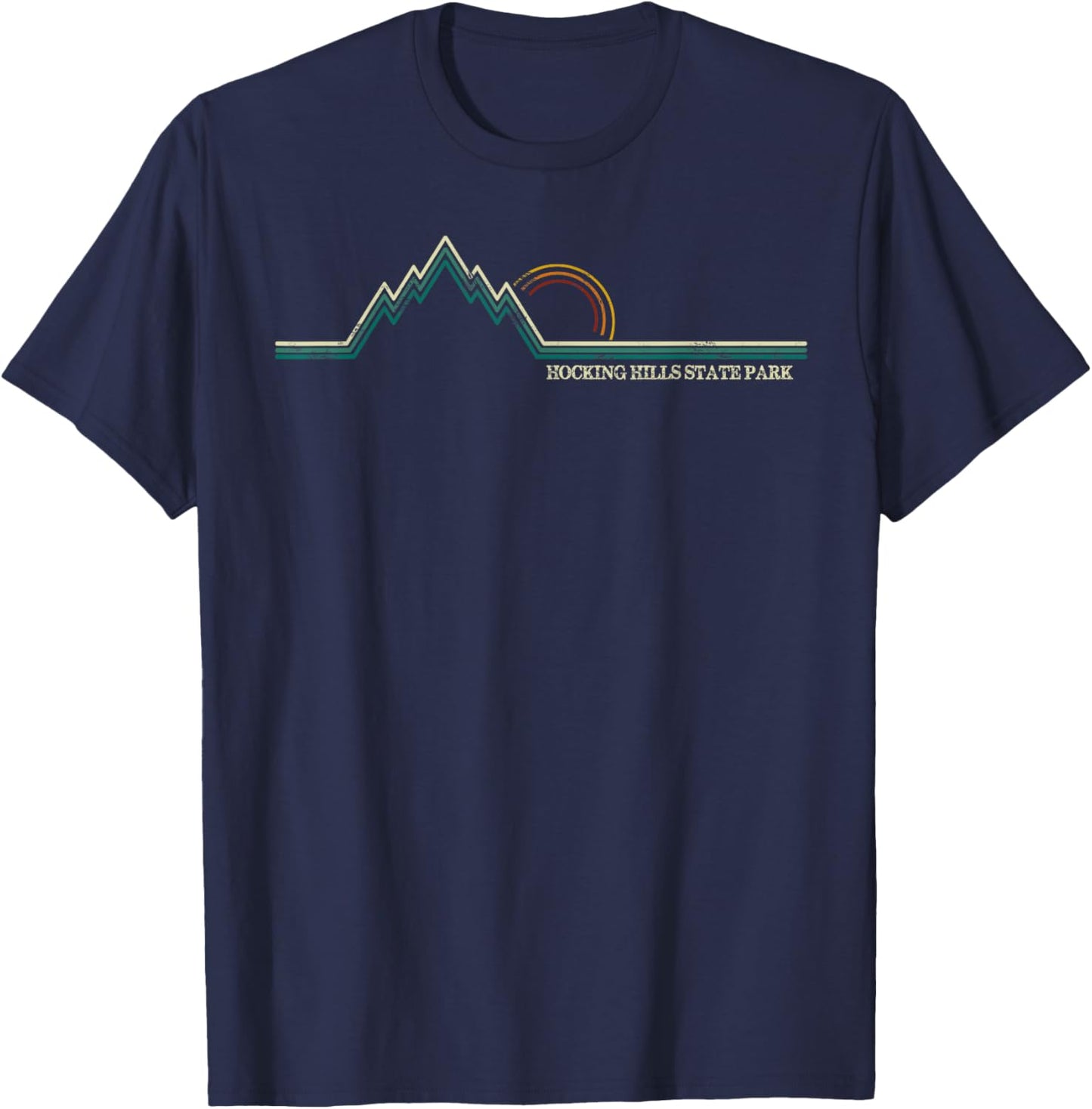 Hocking Hills State Park Ohio Mountain Retro T-Shirt - T-Shirt | Navy