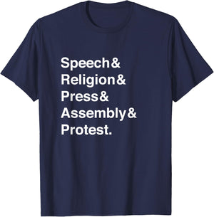 Speech Religion Press Assembly Protest First Amendment T-Shirt - T-Shirt | Navy