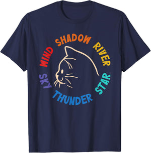 Wind Shadow River Star Thunder Sky Cat Feline T-Shirt - T-Shirt | Navy