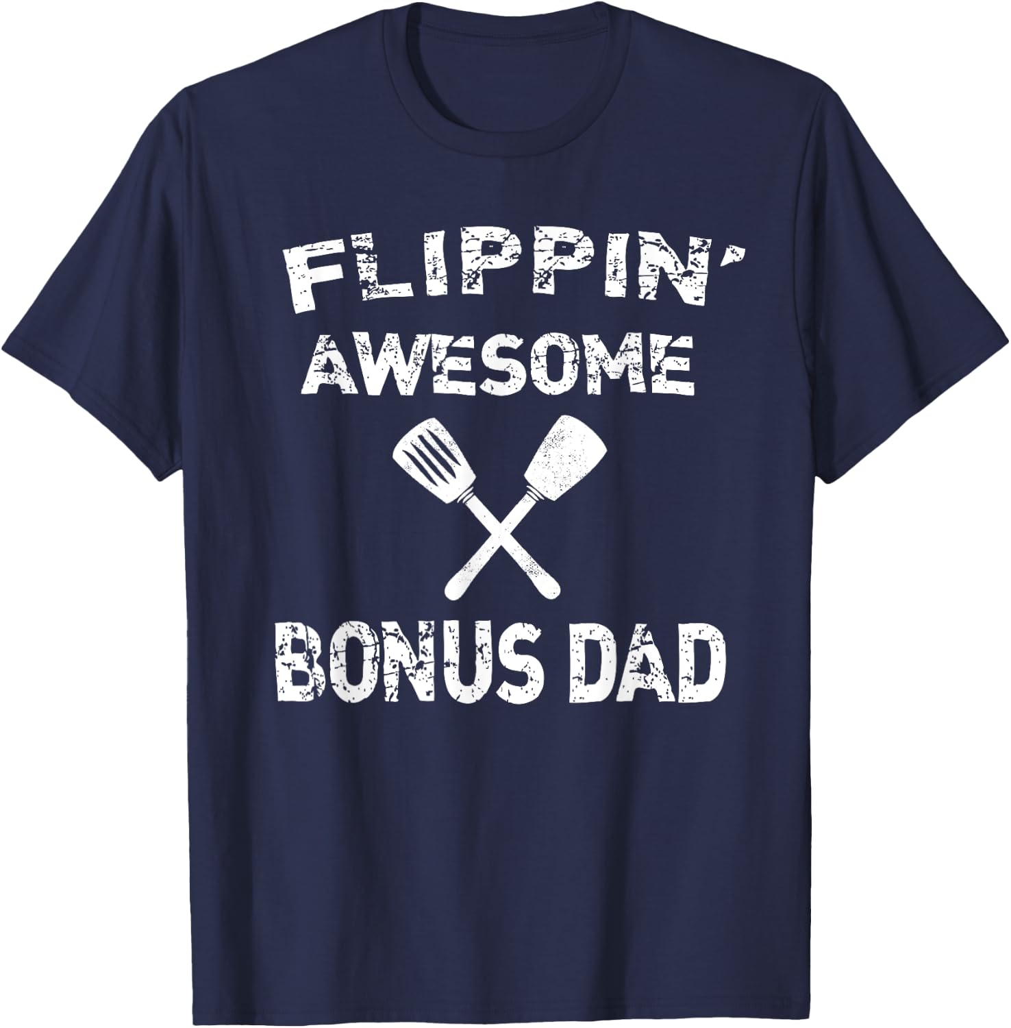Flippin' Awesome Bonus Dad Cooking Grilling BBQ Chef Stepdad T-Shirt - T-Shirt | Navy