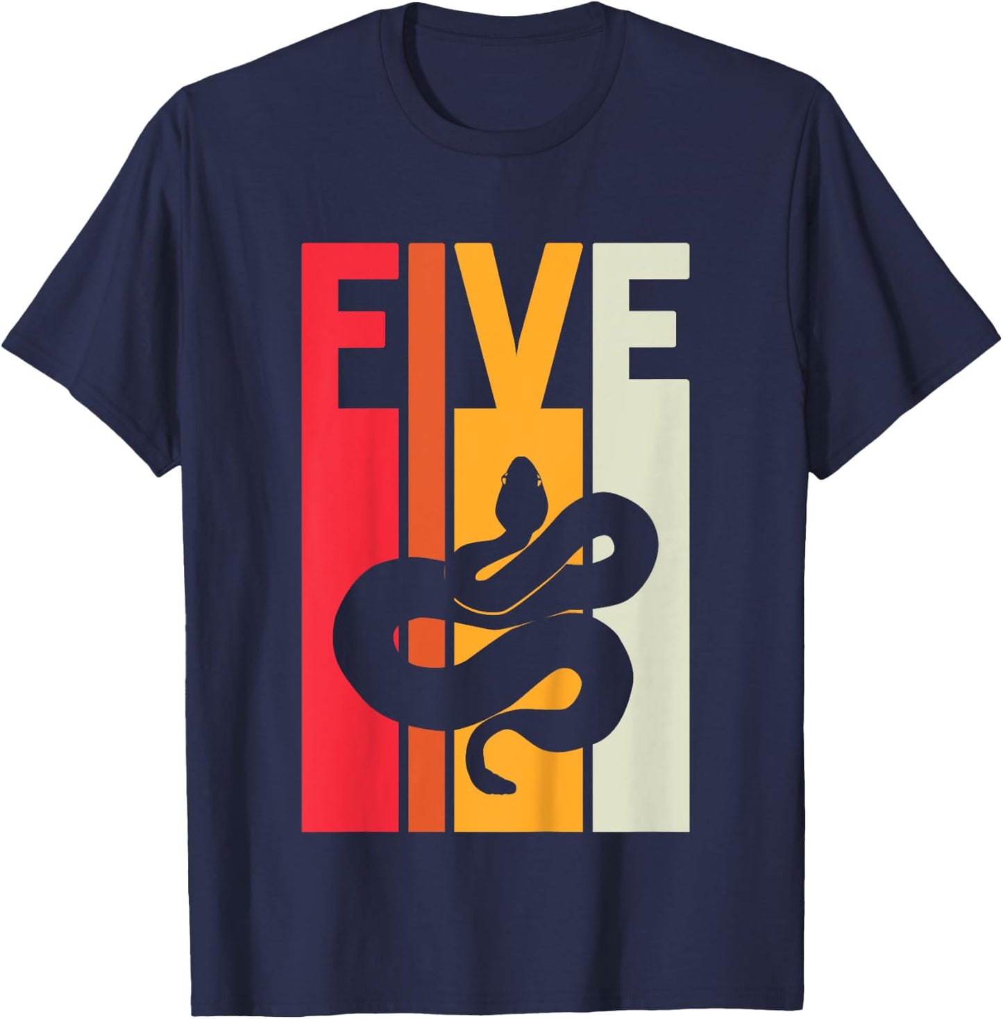 5th Birthday Vintage Snake Lover Pet Reptile 5 Years Old T-Shirt - T-Shirt | Navy