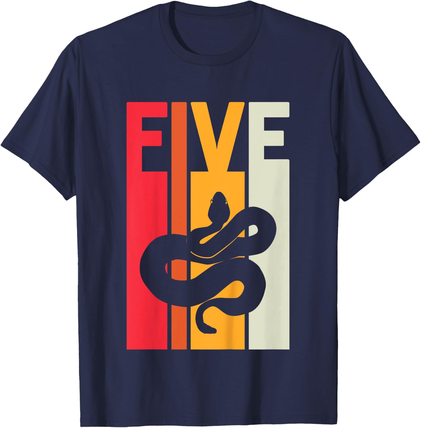 5th Birthday Vintage Snake Lover Pet Reptile 5 Years Old T-Shirt - T-Shirt | Navy