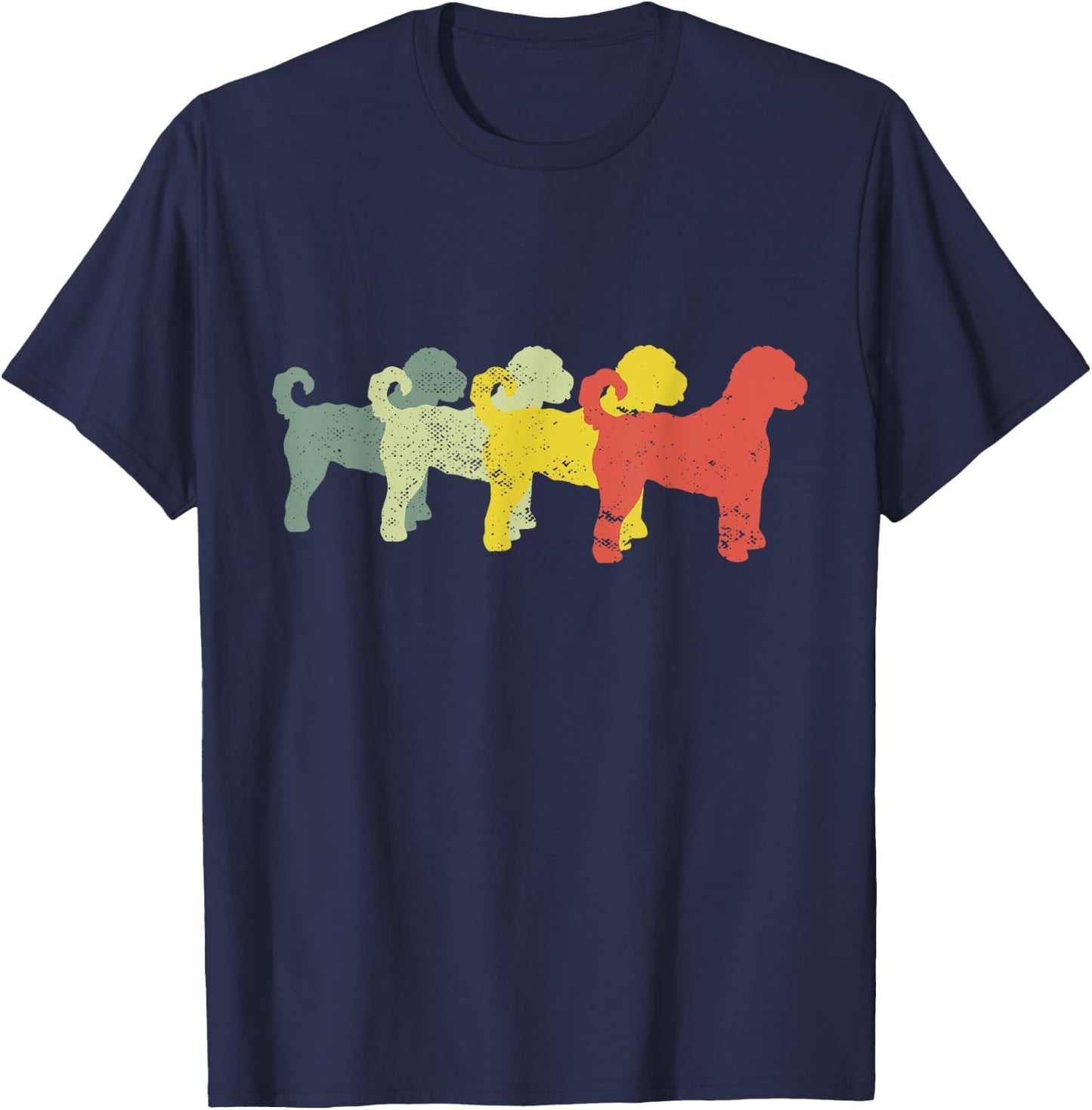 Funny Retro Doodle Dad & Mom - Aussie Doodle & Goldendoodle T-Shirt - T-Shirt | Navy