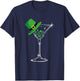St. Patty's Day Four Leaf Clover Cute Martini Top Hat T-Shirt - T-Shirt | Navy