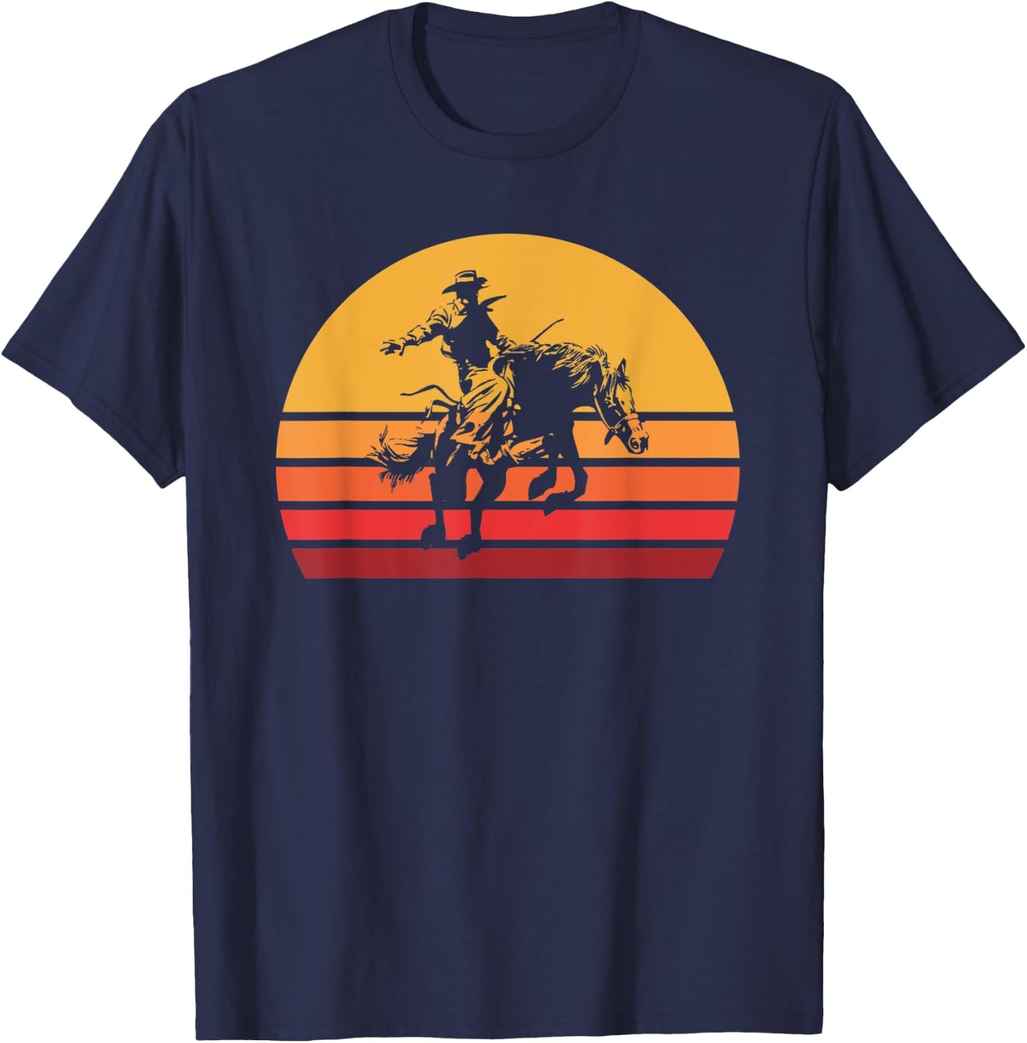 Retro Bronc Riding Vintage Bucking Horse Sporting T-Shirt - T-Shirt | Navy