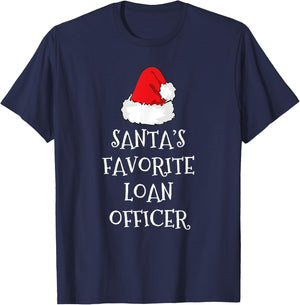 Santa's Favorite Loan Officer Christmas Hat Funny Xmas T-Shirt - T-Shirt | Navy