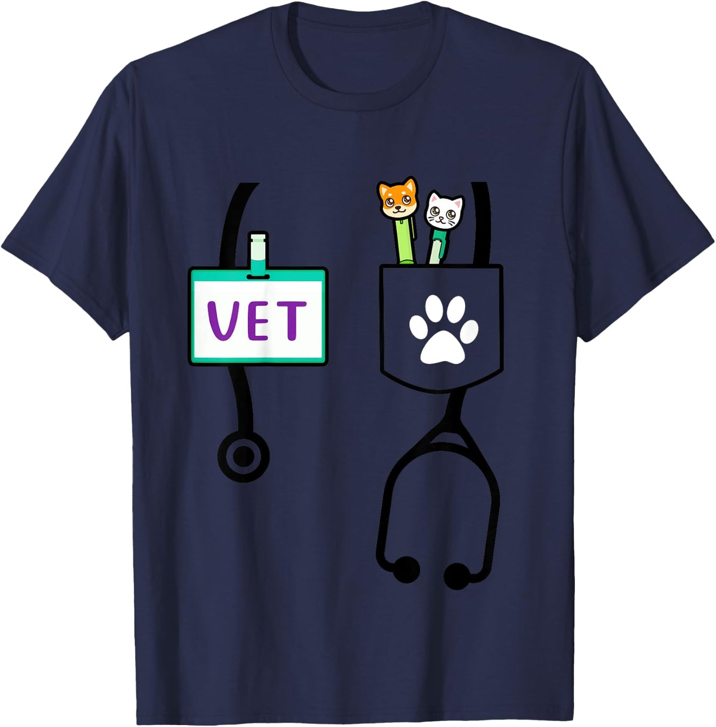 Kids Veterinarian Costume Gift Boys Girls Kids Animal Doctor Vet T-Shirt - T-Shirt | Navy