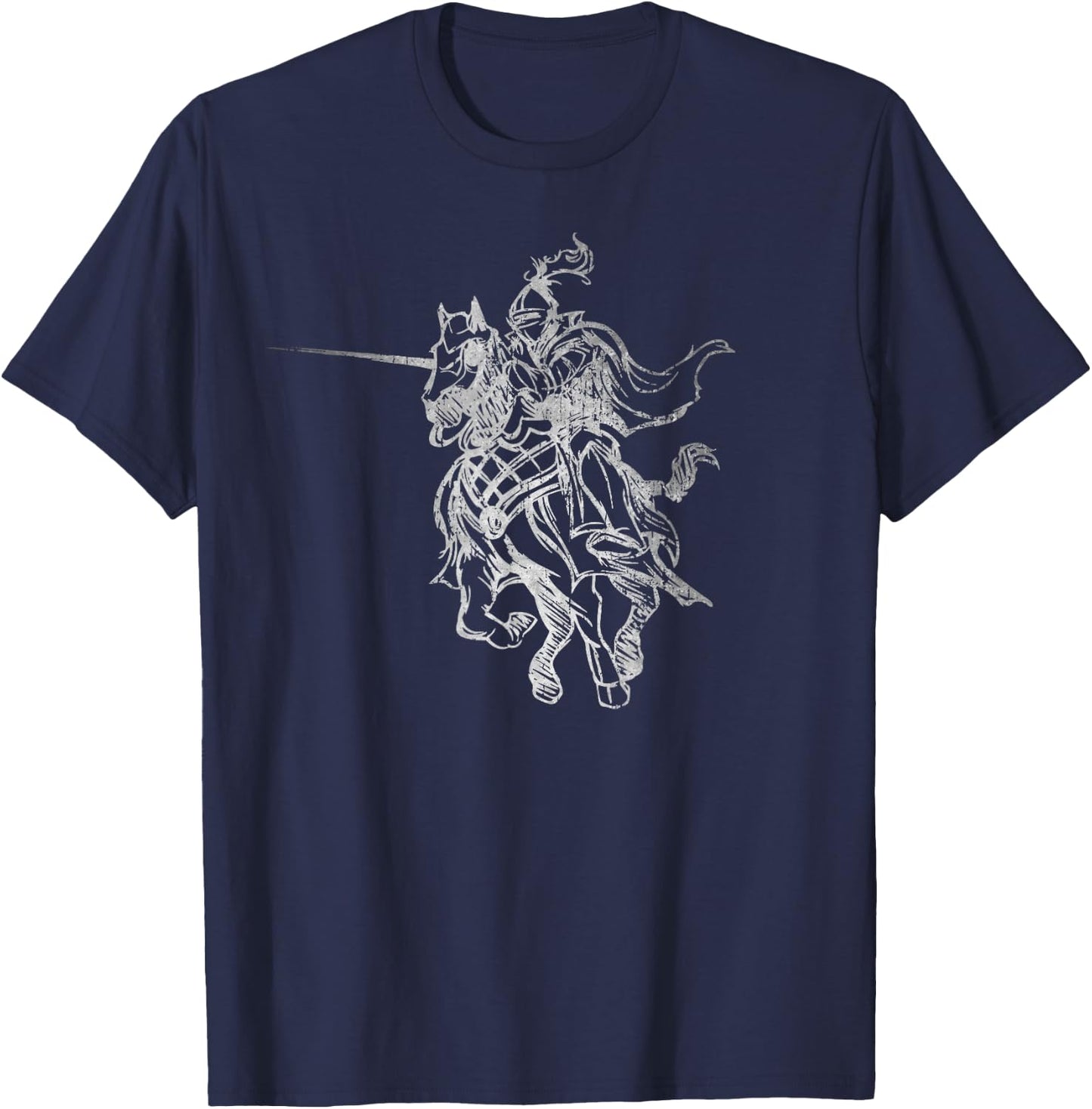 Medieval Knight Armor Riding Horse Jousting Retro Vintage T-Shirt - T-Shirt | Navy