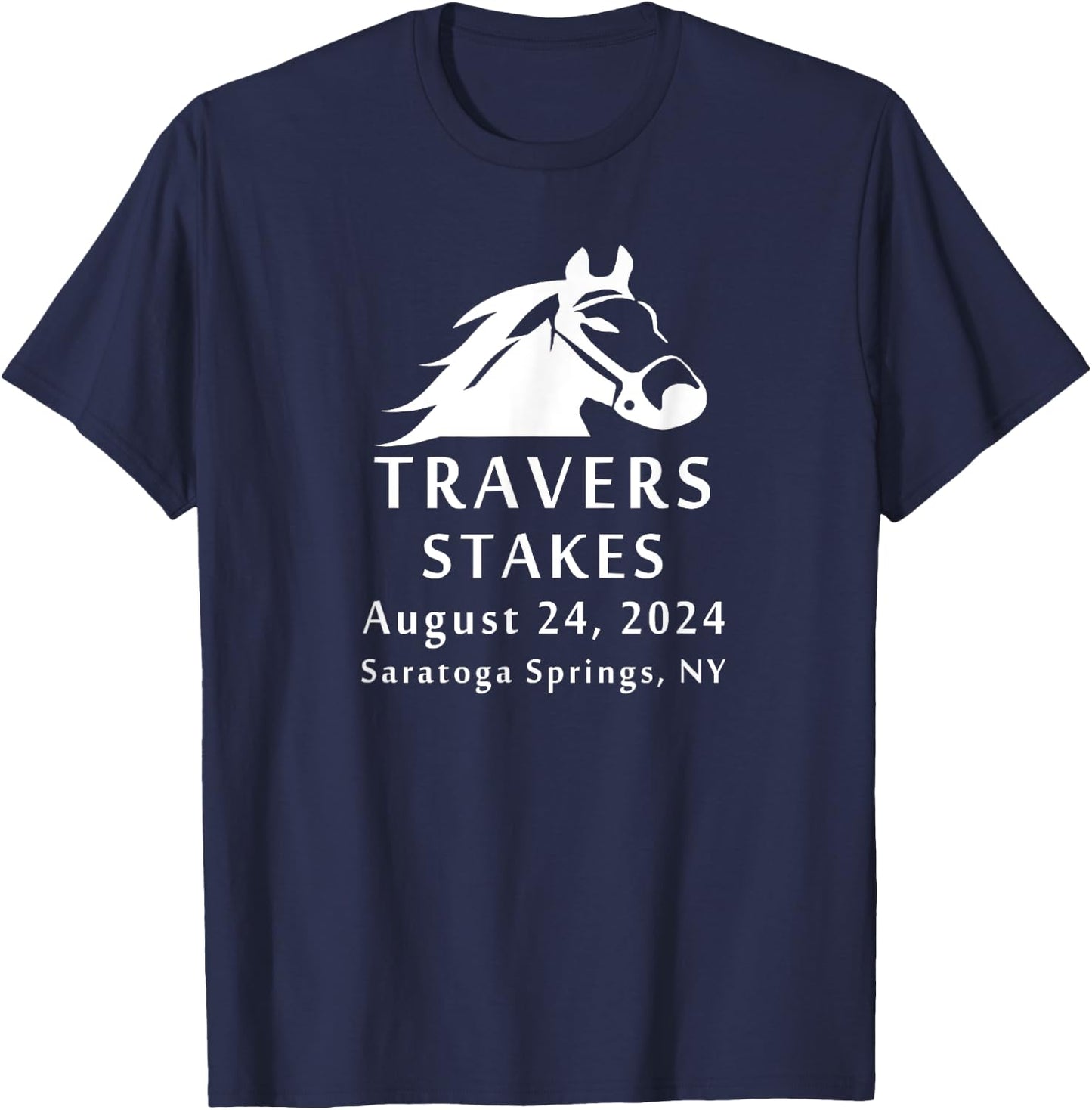 2024 Travers Stakes Saratoga Springs Horse Race Fan Souvenir T-Shirt - T-Shirt | Navy