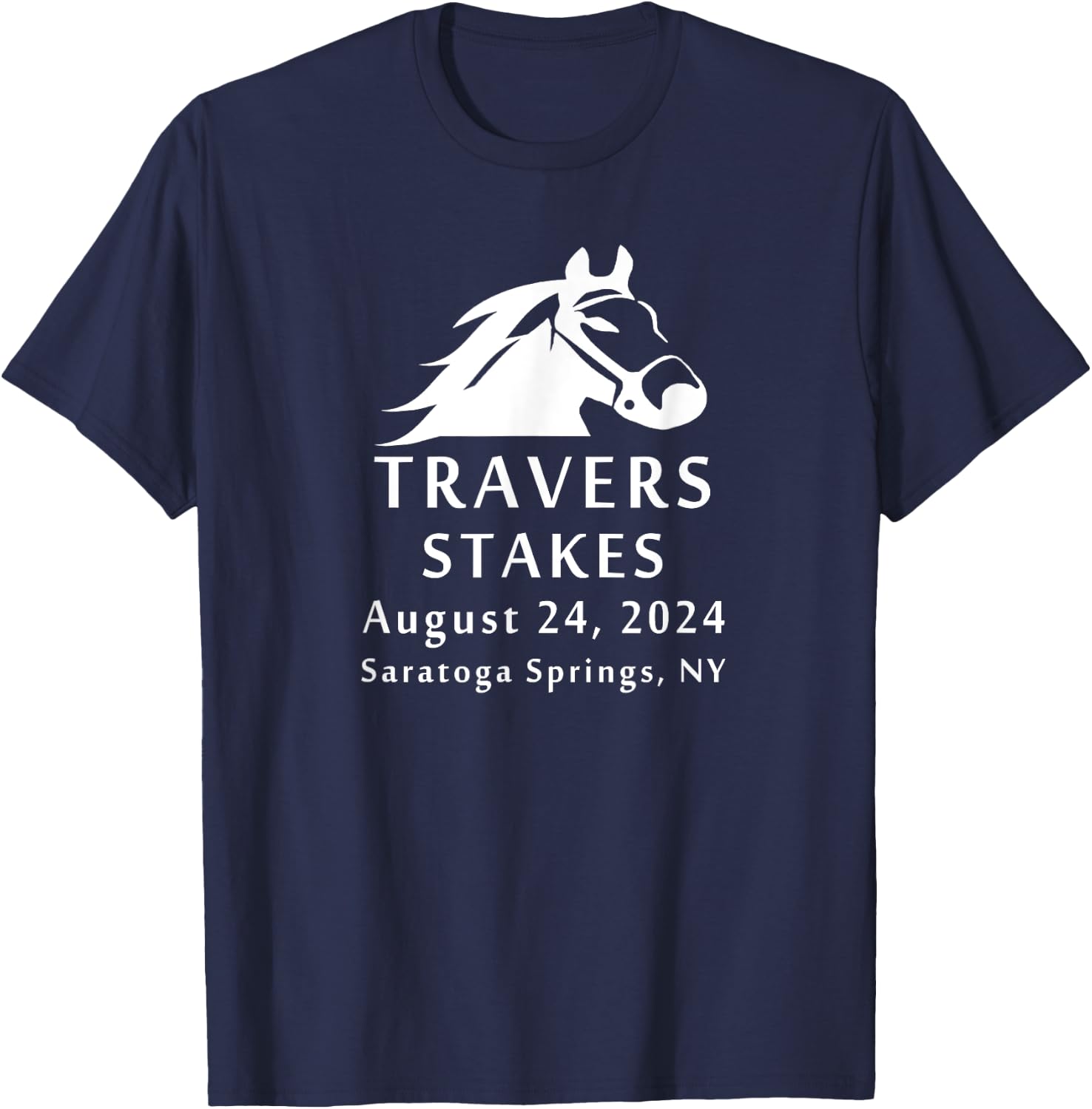 2024 Travers Stakes Saratoga Springs Horse Race Fan Souvenir T-Shirt - T-Shirt | Navy