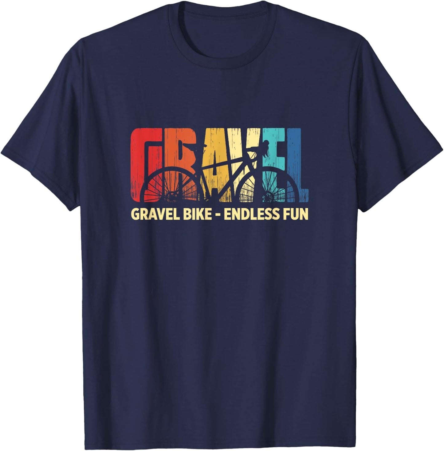 Gravel Bike Endless Fun Retro MTB Downhill Cyclist T-Shirt - T-Shirt | Navy