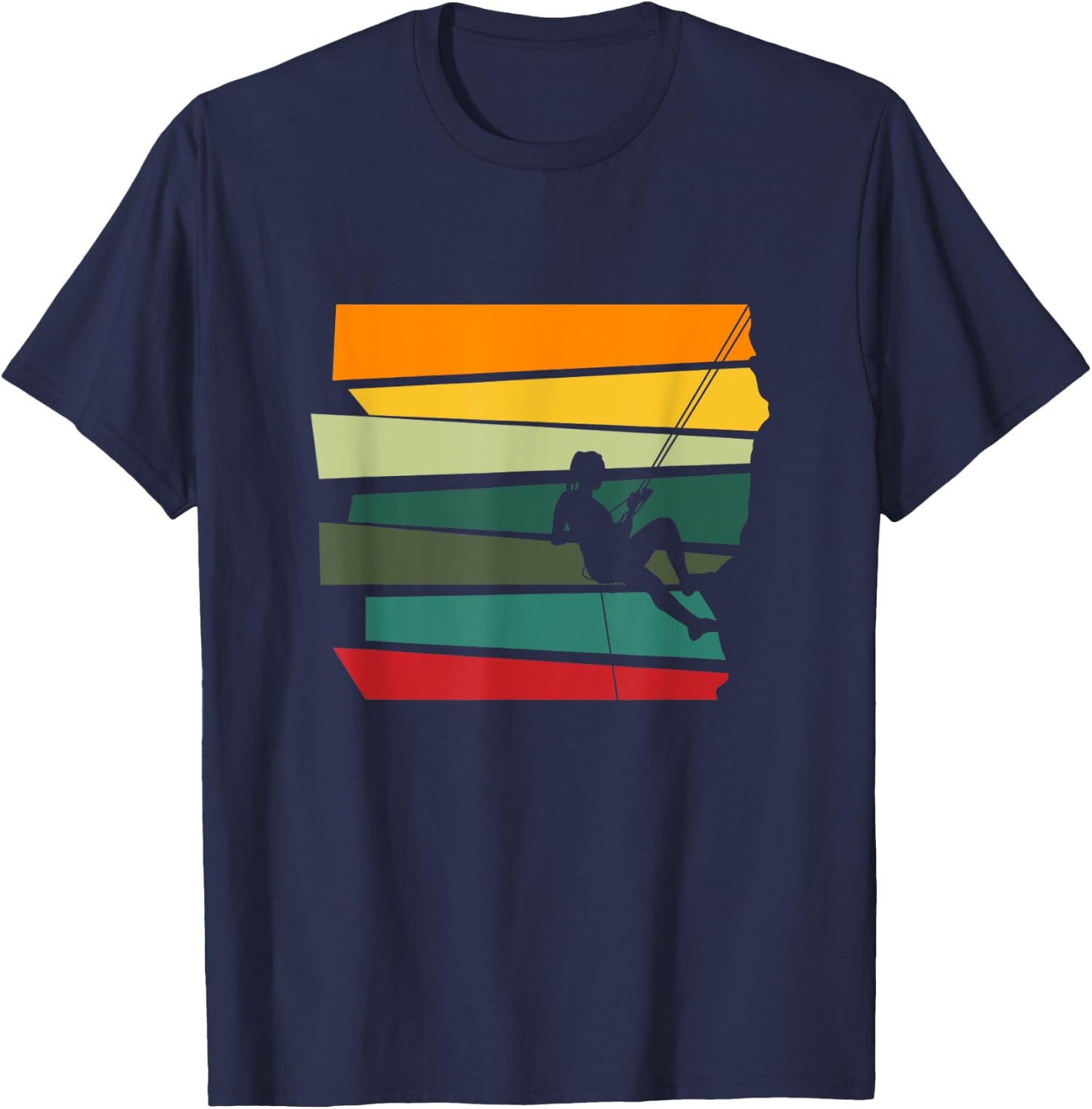 Vintage Rock Climbing Retro Climber Silhouette T-Shirt - T-Shirt | Navy