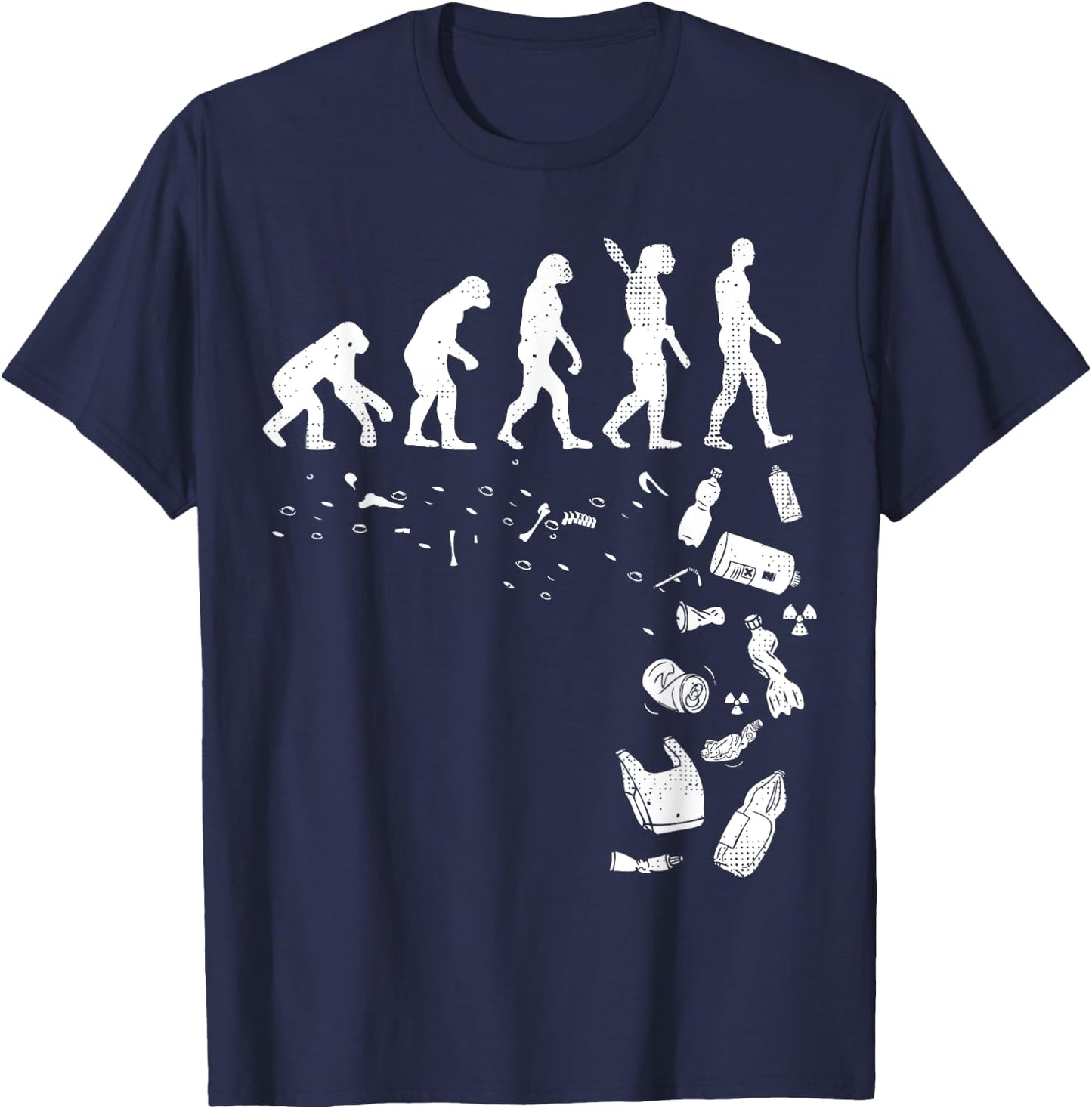 Human Evolution Pollution Cool Earth Day Lover Gift T-Shirt - T-Shirt | Navy