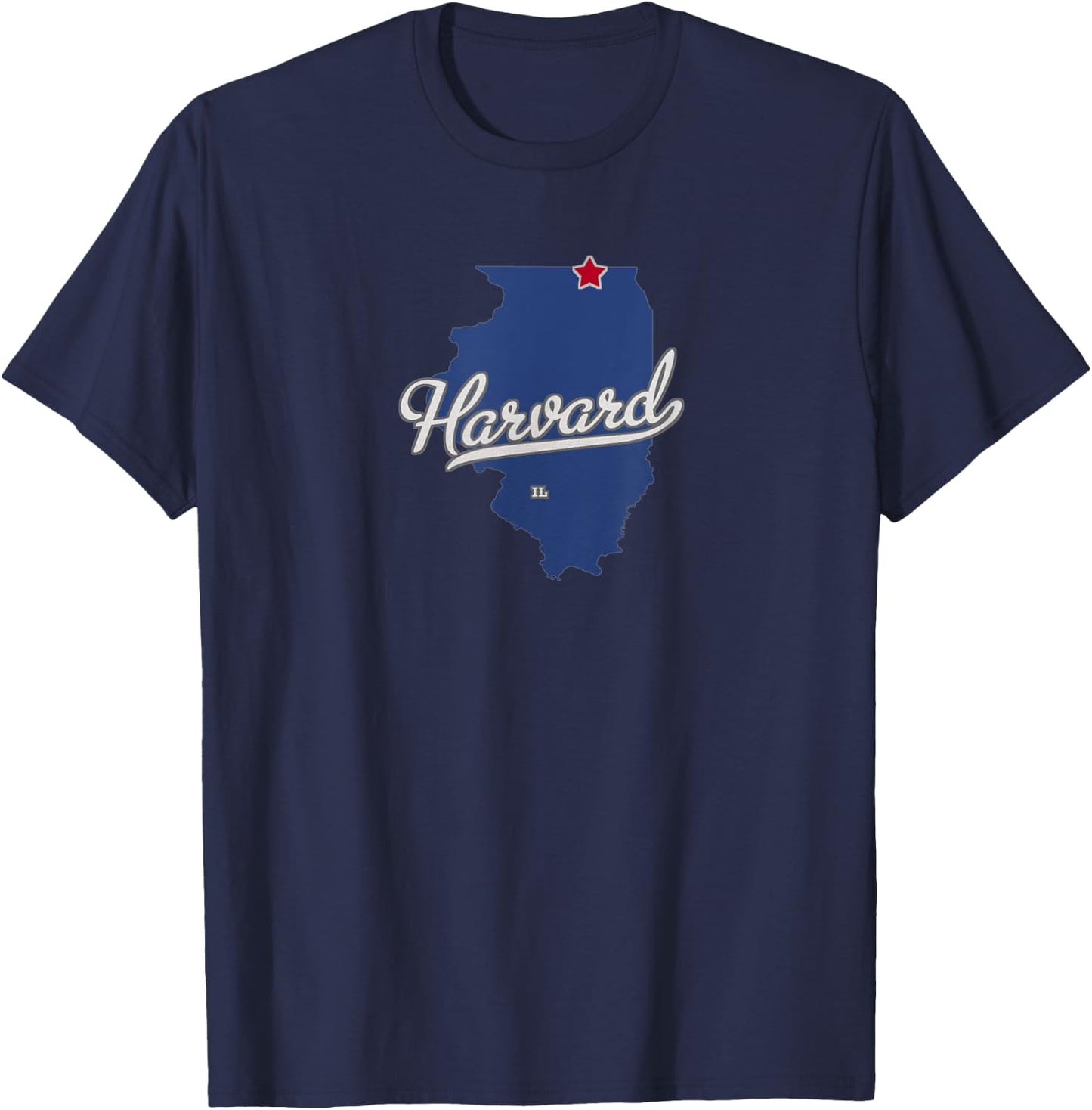 Harvard Illinois IL Map T-Shirt - T-Shirt | Navy