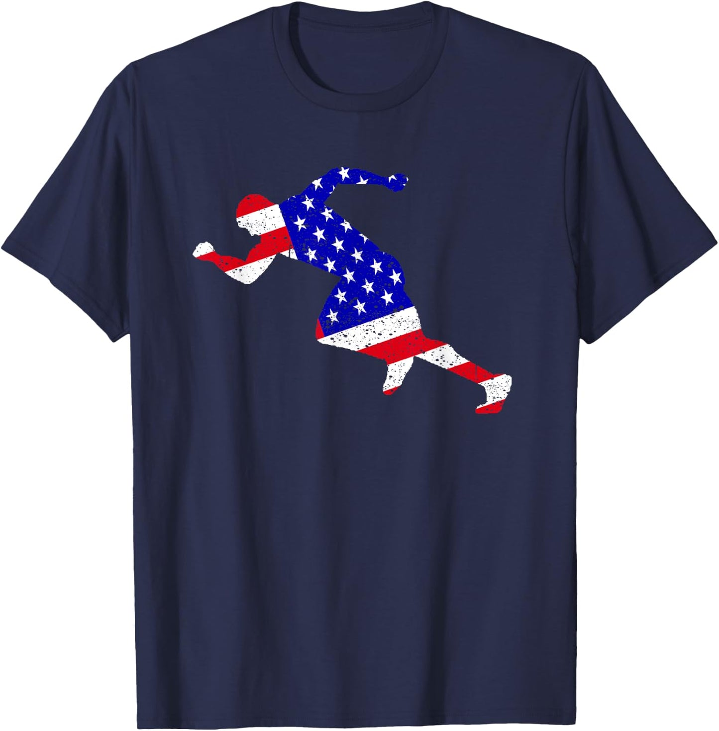 Best USA American Flag Track And Field Gift Team Men Women T-Shirt - T-Shirt | Navy