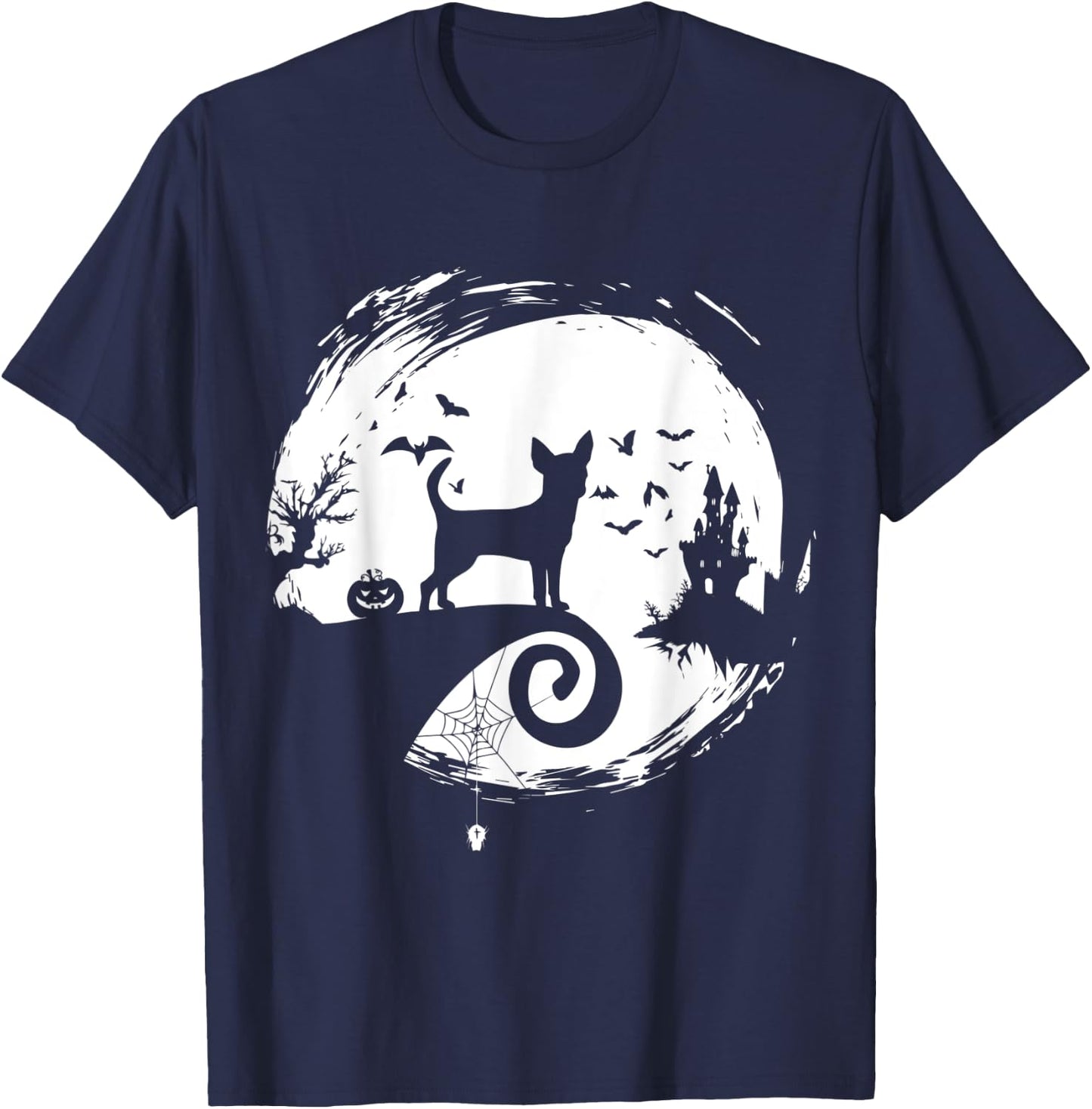 Chihuahua Halloween Costume Moon Silhouette Creepy T-Shirt - T-Shirt | Navy