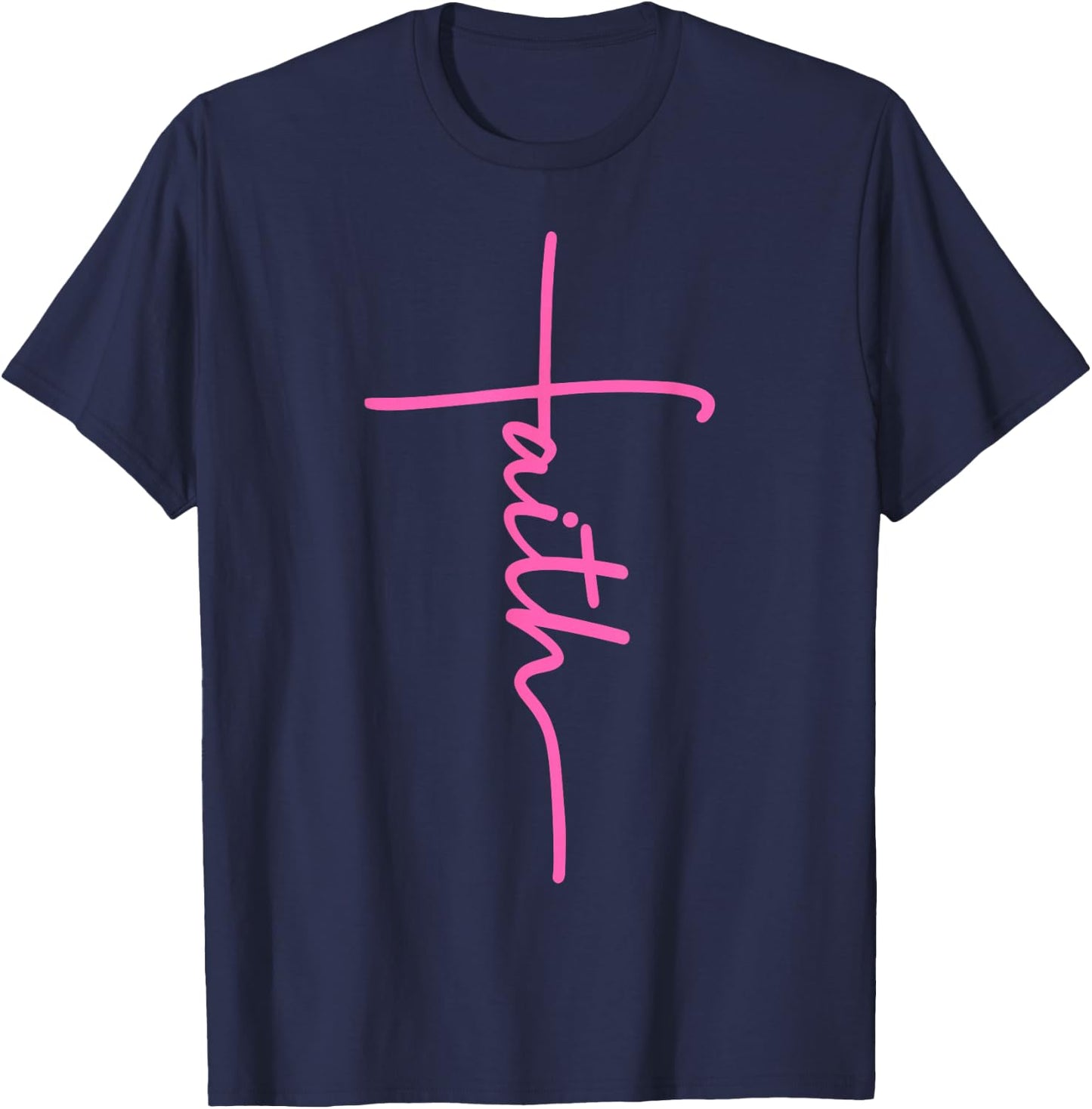 Christian Faith Cross Hot Pink Believers Christians Gift T-Shirt - T-Shirt | Navy