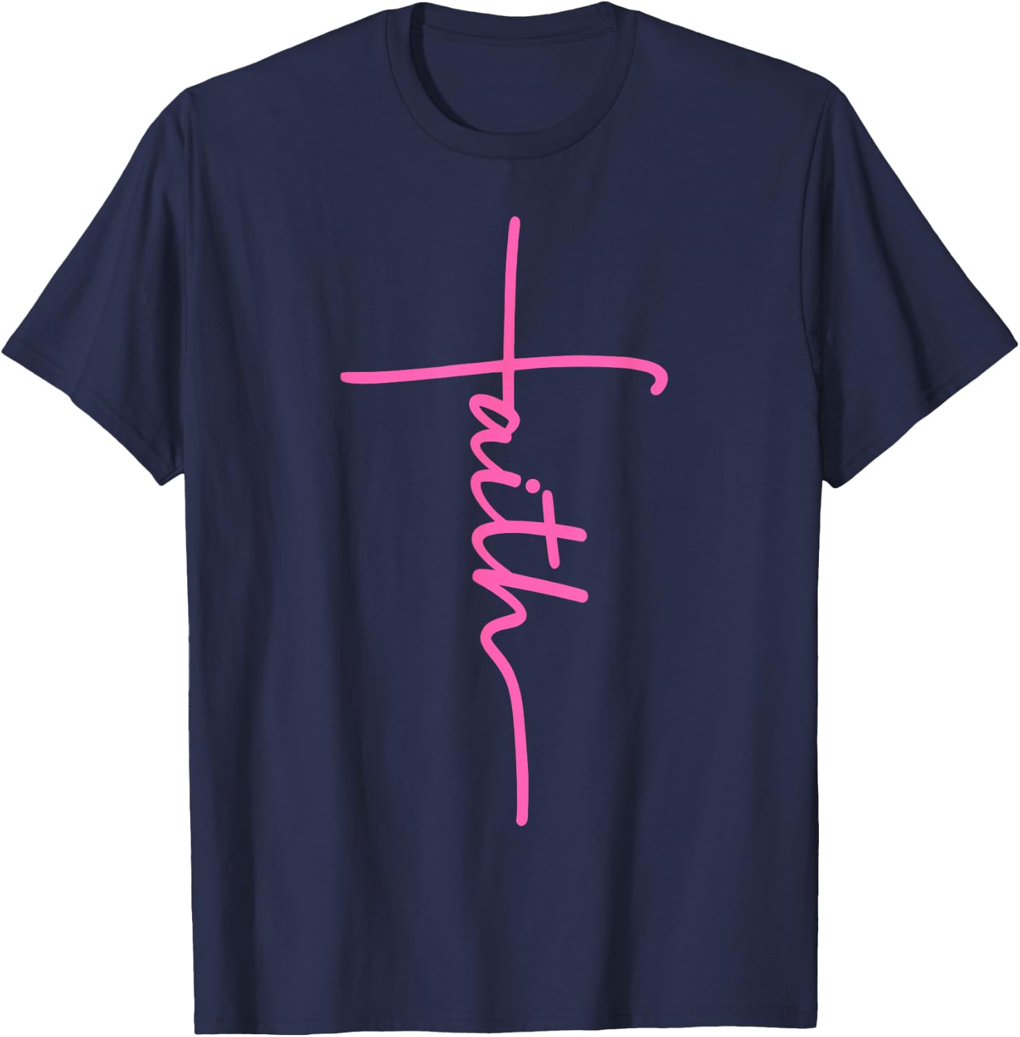 Christian Faith Cross Hot Pink Believers Christians Gift T-Shirt - T-Shirt | Navy