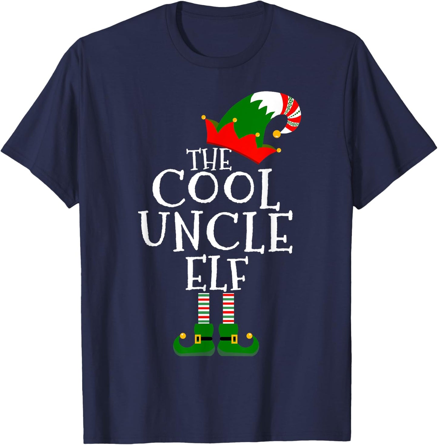 Fun The Cool Uncle Elf Gift Matching Family Group Christmas T-Shirt - T-Shirt | Navy
