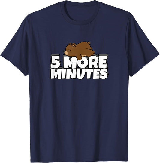 5 More Minutes - Funny Sleeping Morning Bear T-Shirt - T-Shirt | Navy