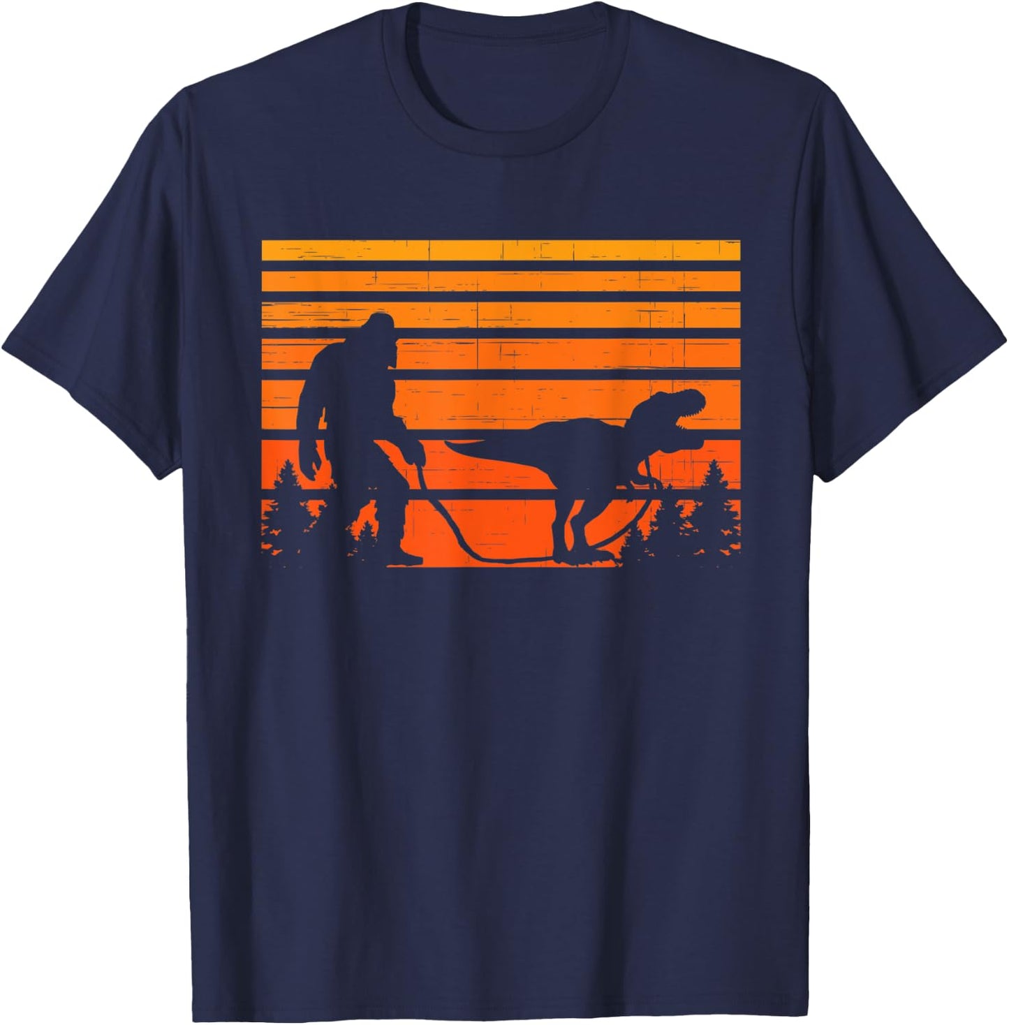 Bigfoot Walking Dinosaur Tyrannosaurus T Rex T-Shirt - T-Shirt | Navy