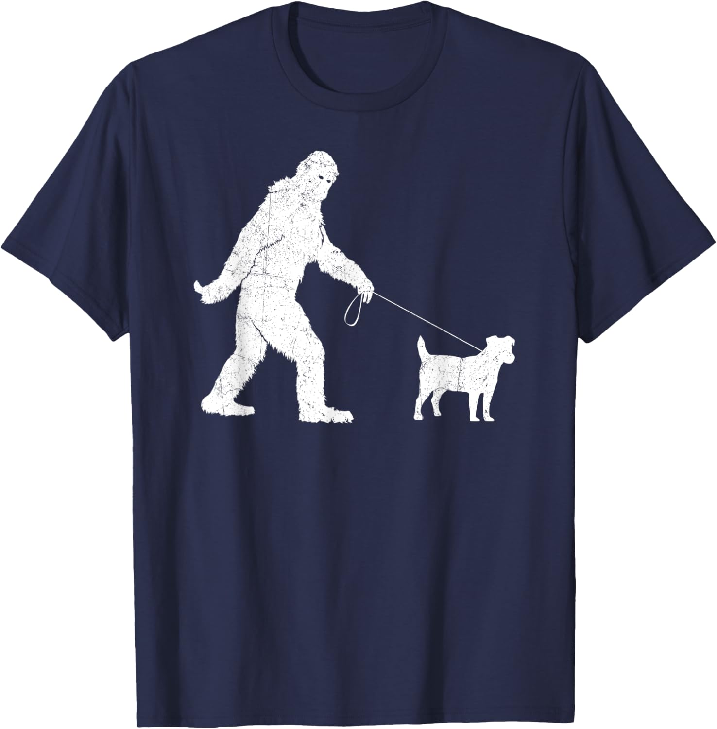 Funny Bigfoot Sasquatch Walking Jack Russell Dog Lovers Men Women Kids T-Shirt - T-Shirt | Navy