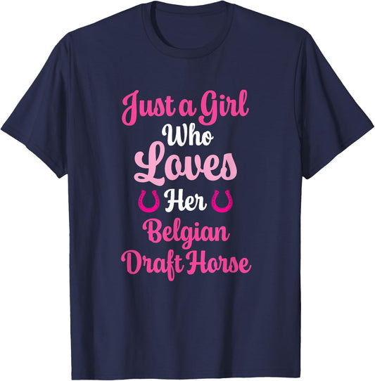 Belgian Draft Horse Gift : Love Belgian Draft Horse T-Shirt - T-Shirt | Navy