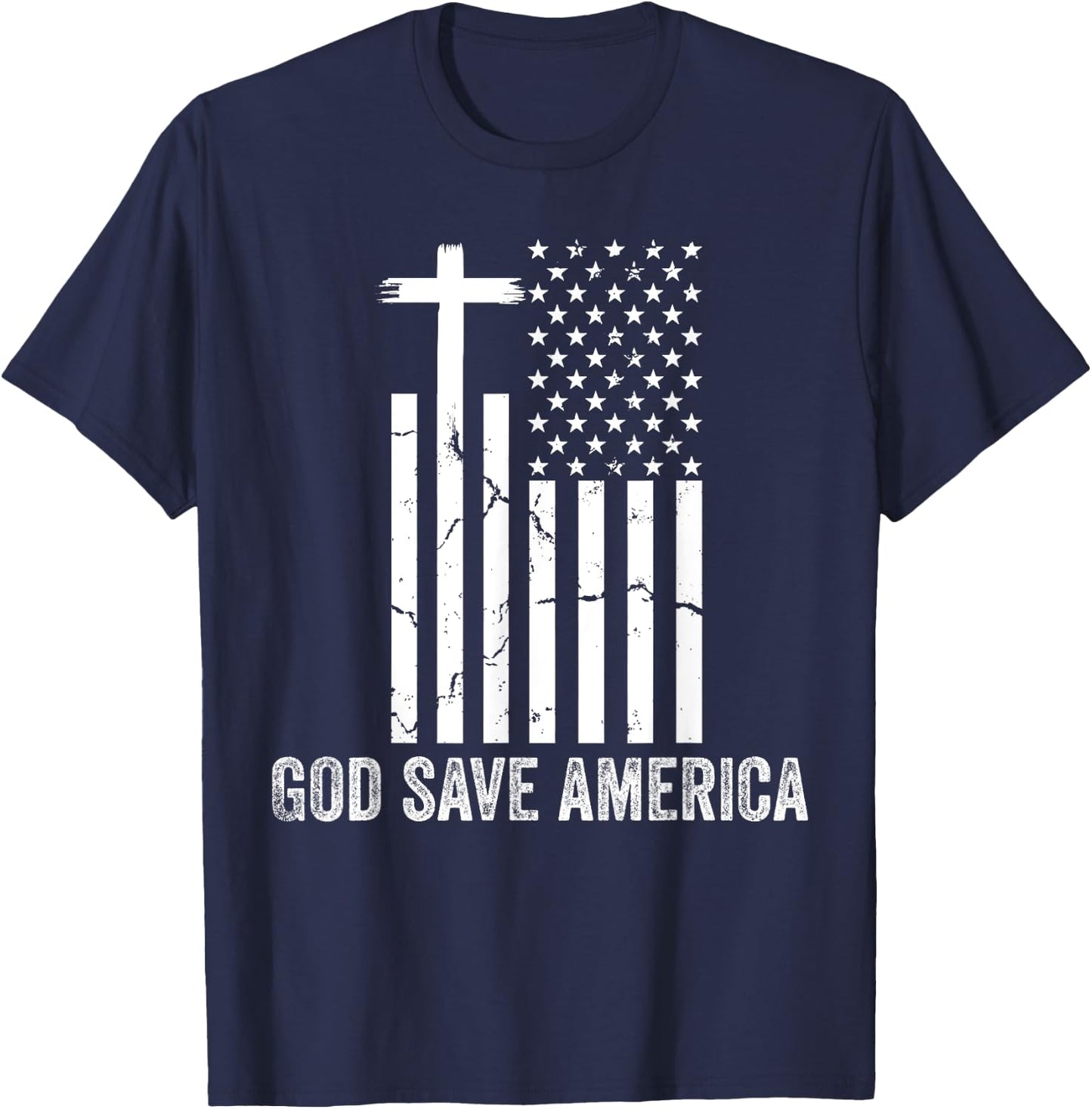 God Save America Shirt,Jesus Christ Saves USA,American Flag T-Shirt - T-Shirt | Navy