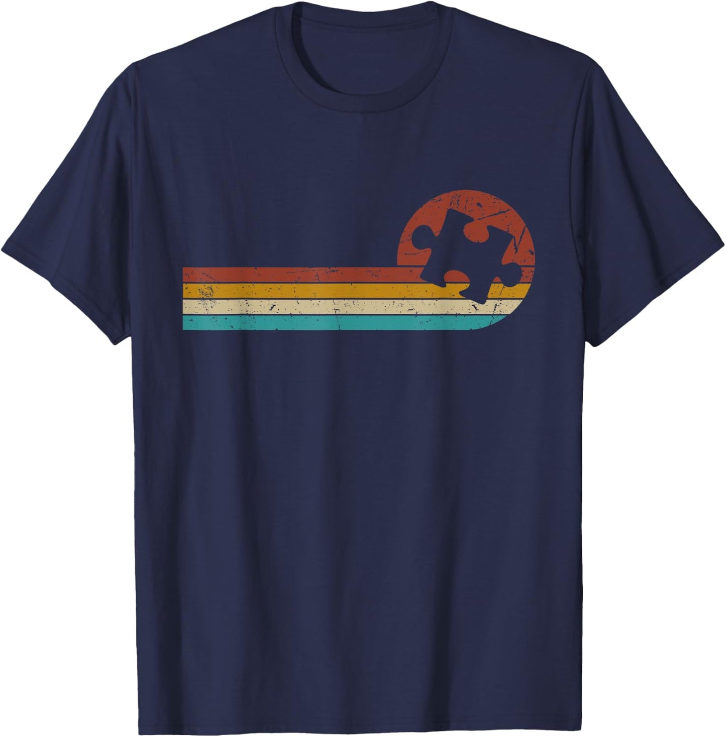 Vintage Autism Puzzle Mom Dad Autism Awareness T-Shirt - T-Shirt | Navy