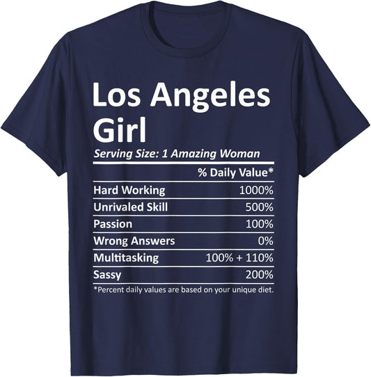 LOS ANGELES GIRL CA CALIFORNIA Funny City Home Roots Gift T-Shirt - T-Shirt | Navy