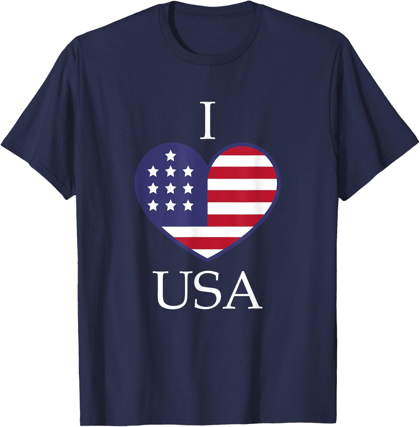 I heart USA, I Love USA, America Patriotic T-Shirt - T-Shirt | Navy