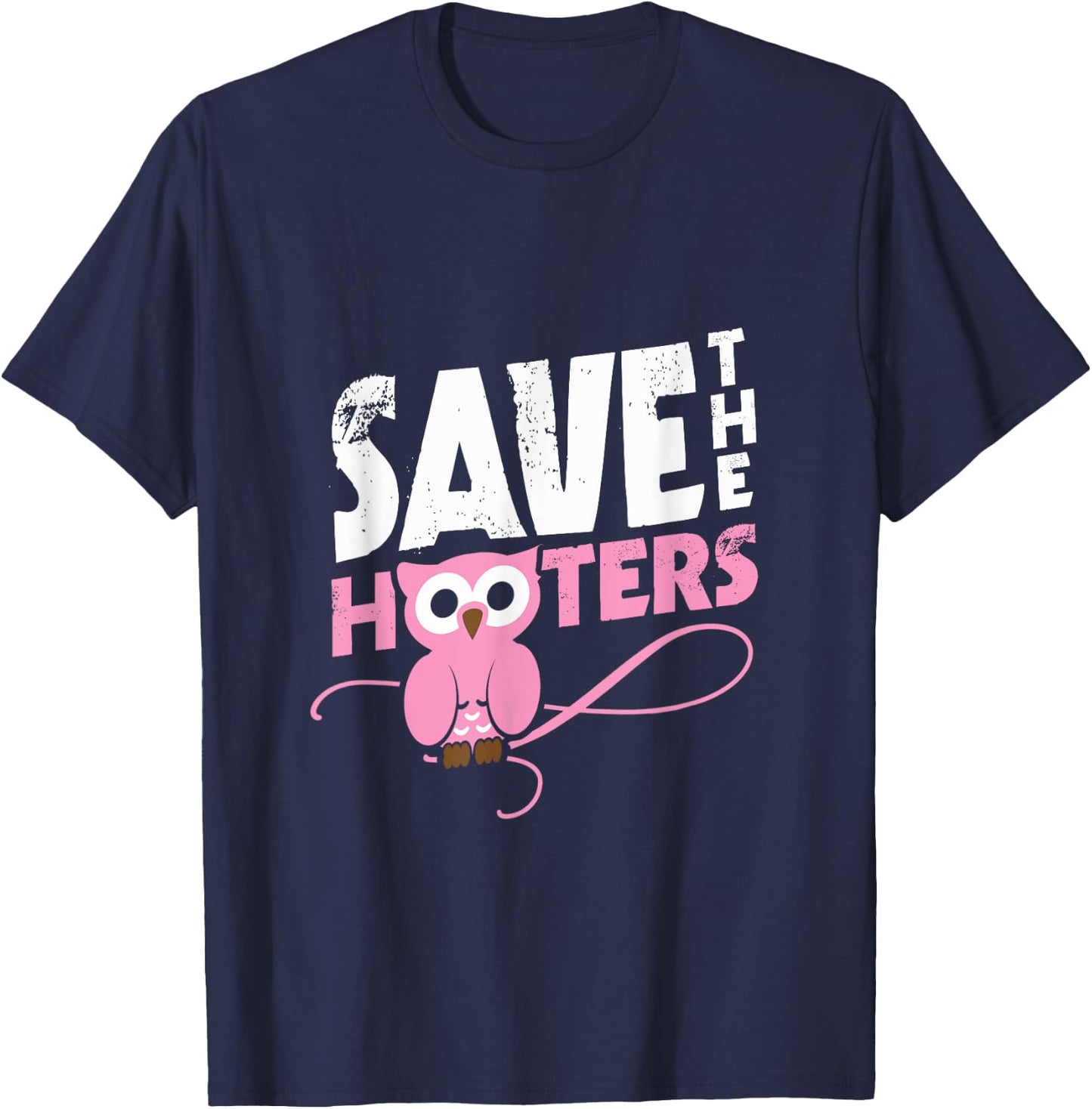 Save the hooters breast cancer T-Shirt - T-Shirt | Navy