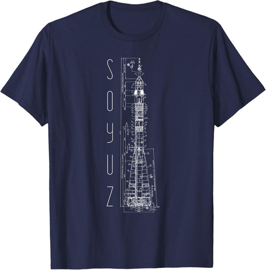 Soyuz Rocket Space Flight Soviet Union Russia Communism T-Shirt - T-Shirt | Navy