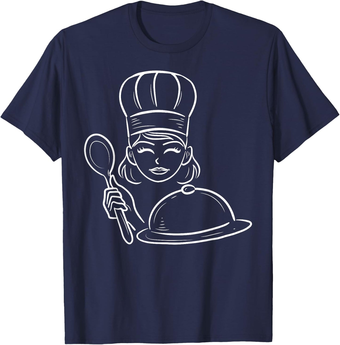 Female Chef Hat Cook Foodie Lover Gourmet Cooking T-Shirt - T-Shirt | Navy