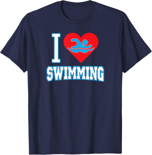 I Heart Swimming Love Swim T-Shirt - T-Shirt | Navy