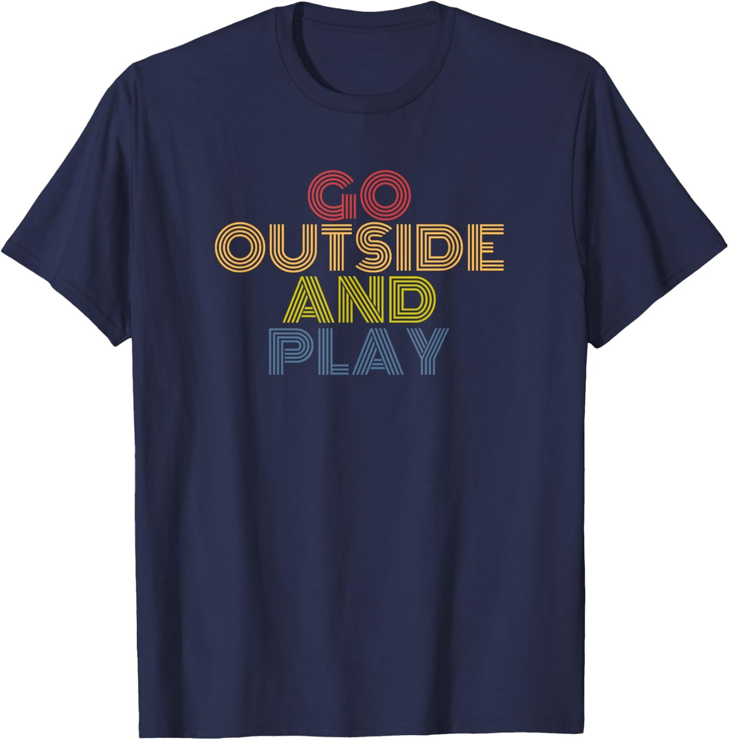 Outside Play Retro 70s Vintage Nature Fun Quote T-Shirt - T-Shirt | Navy