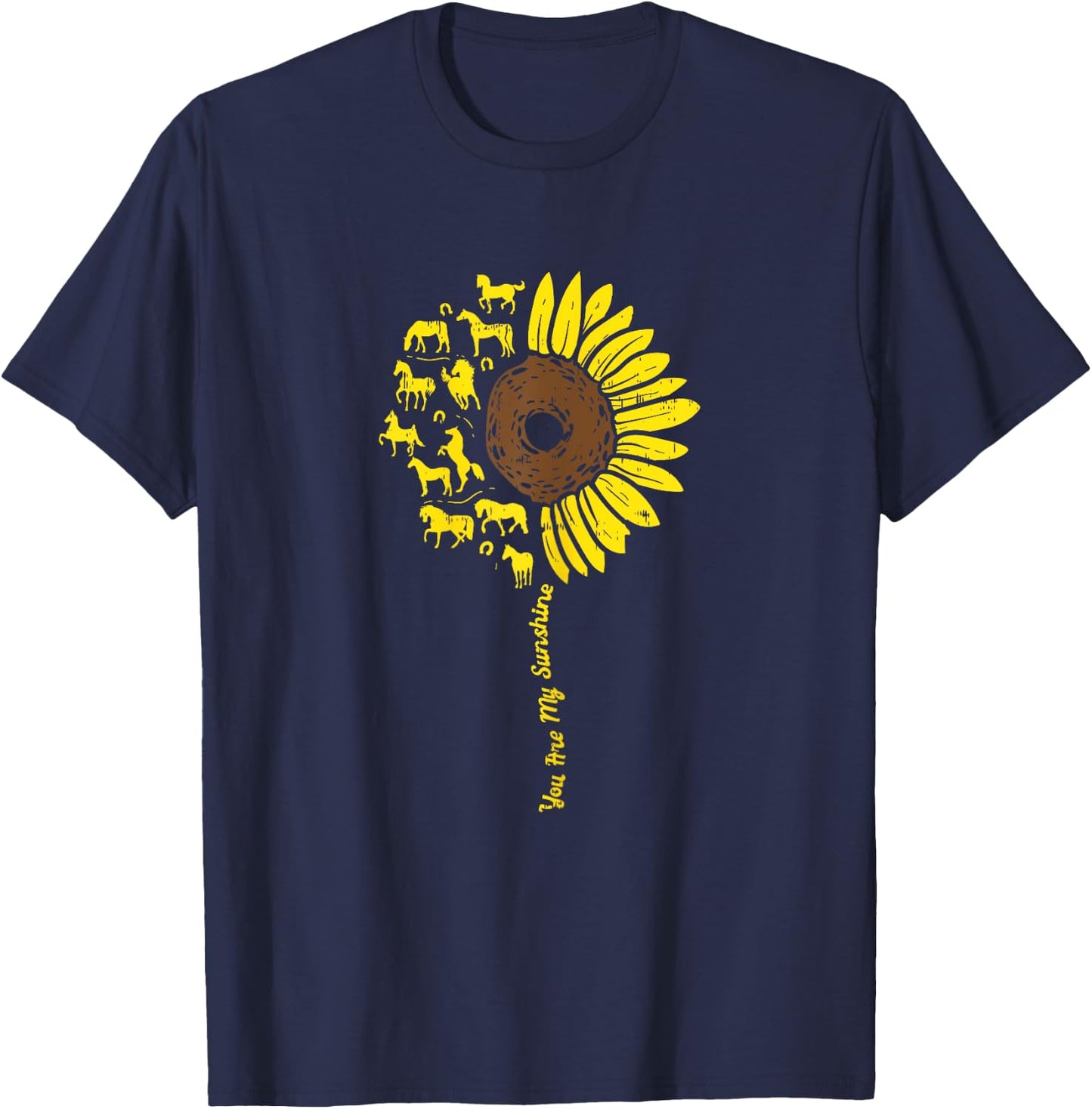 Horse Sunflower You're My Sunshine Animal Equestrian Gift T-Shirt - T-Shirt | Navy