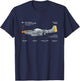 P-51 Mustang WWII Aeroplane Historical Warbird Fighter T-Shirt - T-Shirt | Navy