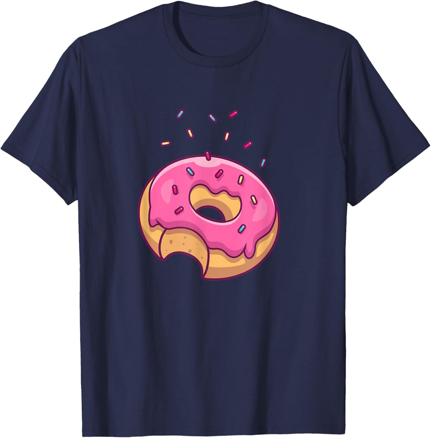 Big Pink Sprinkle Donut Doughnut Lovers T-Shirt - T-Shirt | Navy