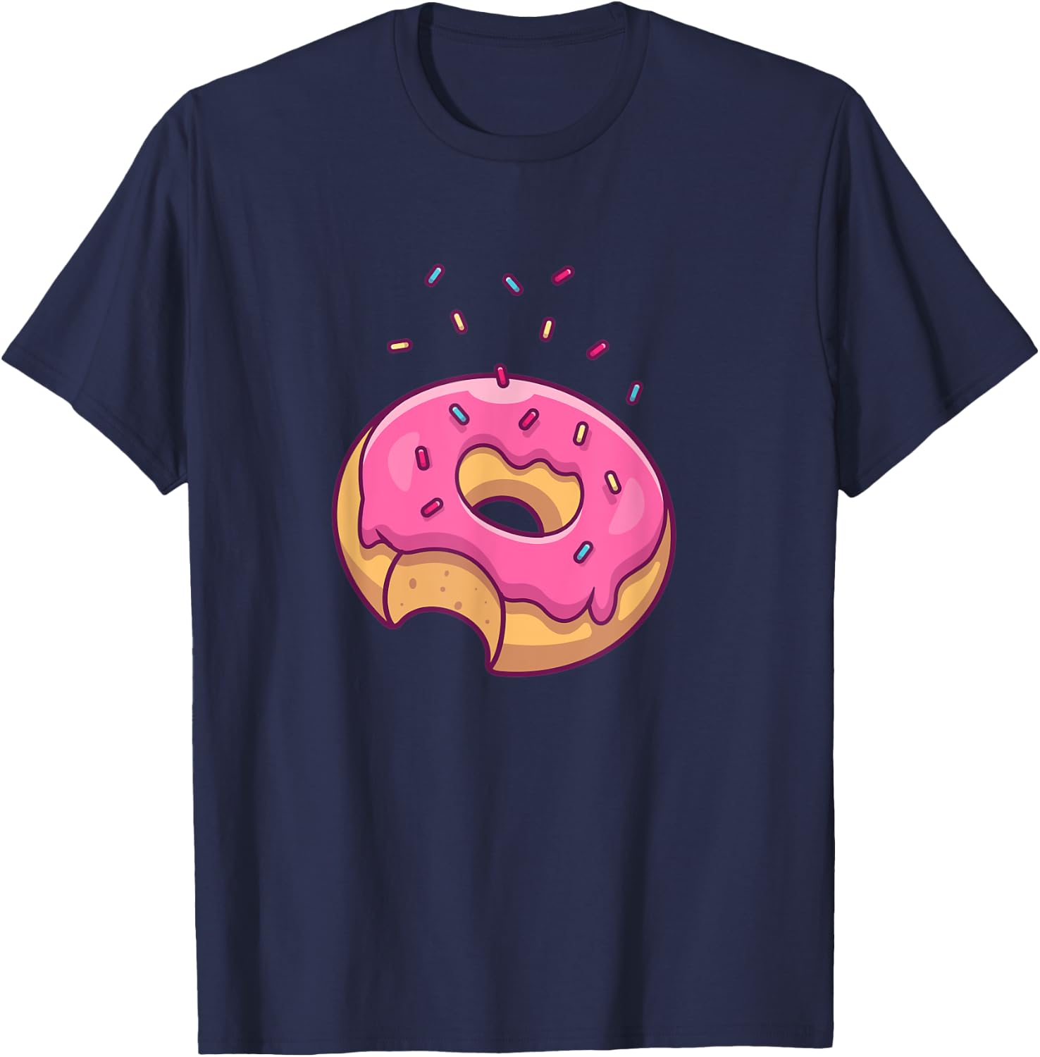 Big Pink Sprinkle Donut Doughnut Lovers T-Shirt - T-Shirt | Navy