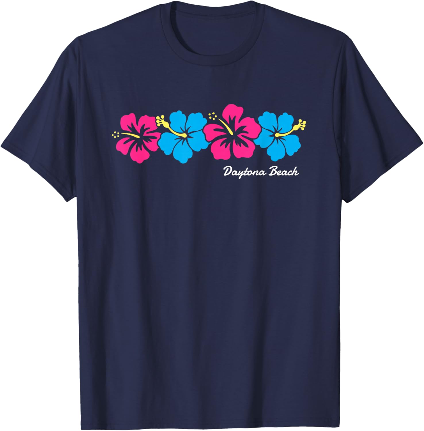 Daytona Beach Florida Hibiscus Flower Girls T-Shirt - T-Shirt | Navy
