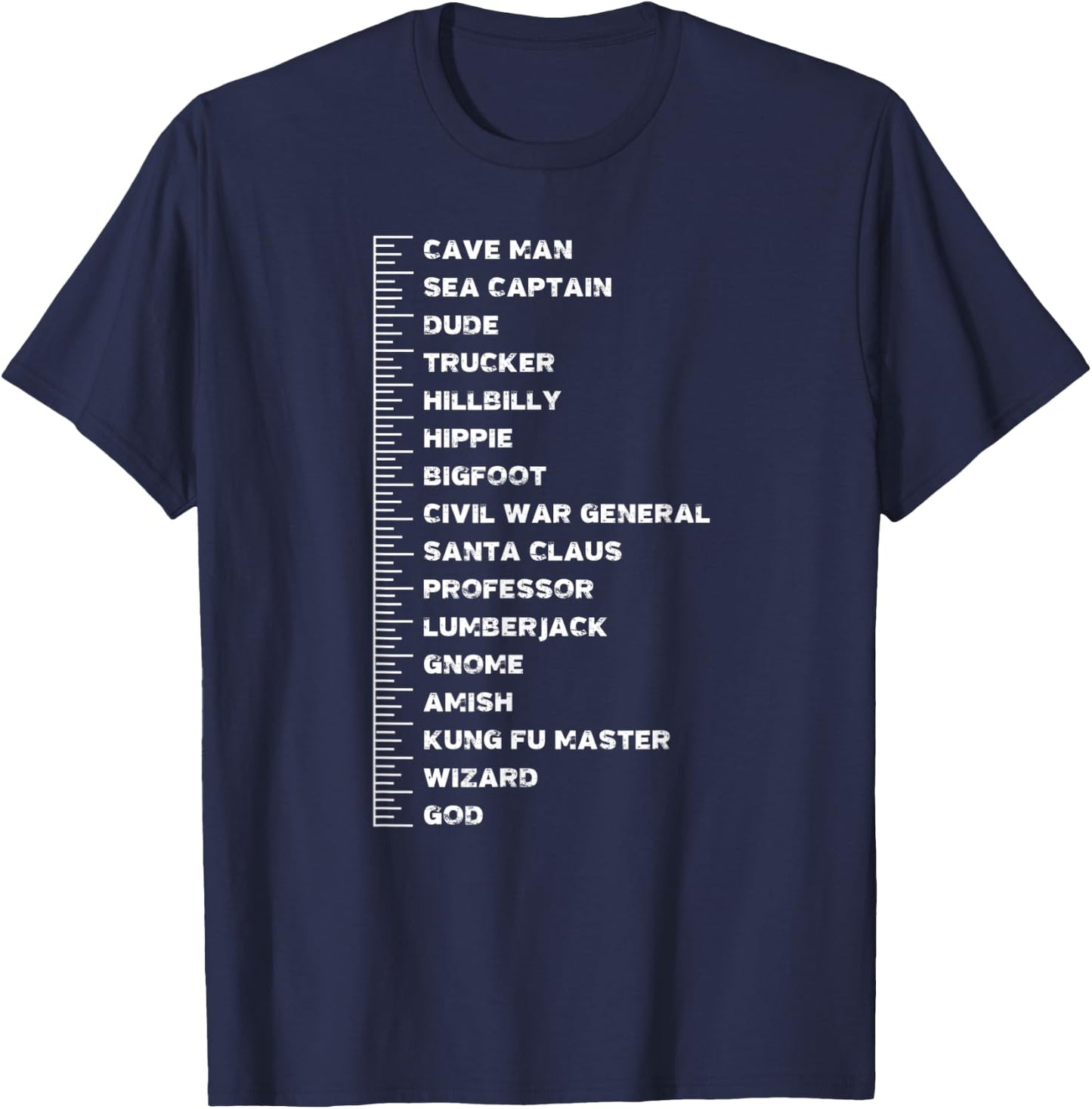 Beard Measurement Chart Funny Bearded Guy Soul Patch Length T-Shirt - T-Shirt | Navy