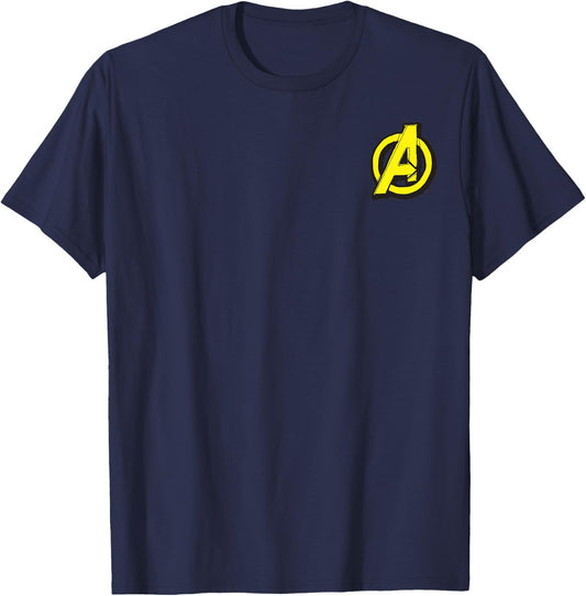 Marvel Avengers Yellow Block Logo T-Shirt - T-Shirt | Navy